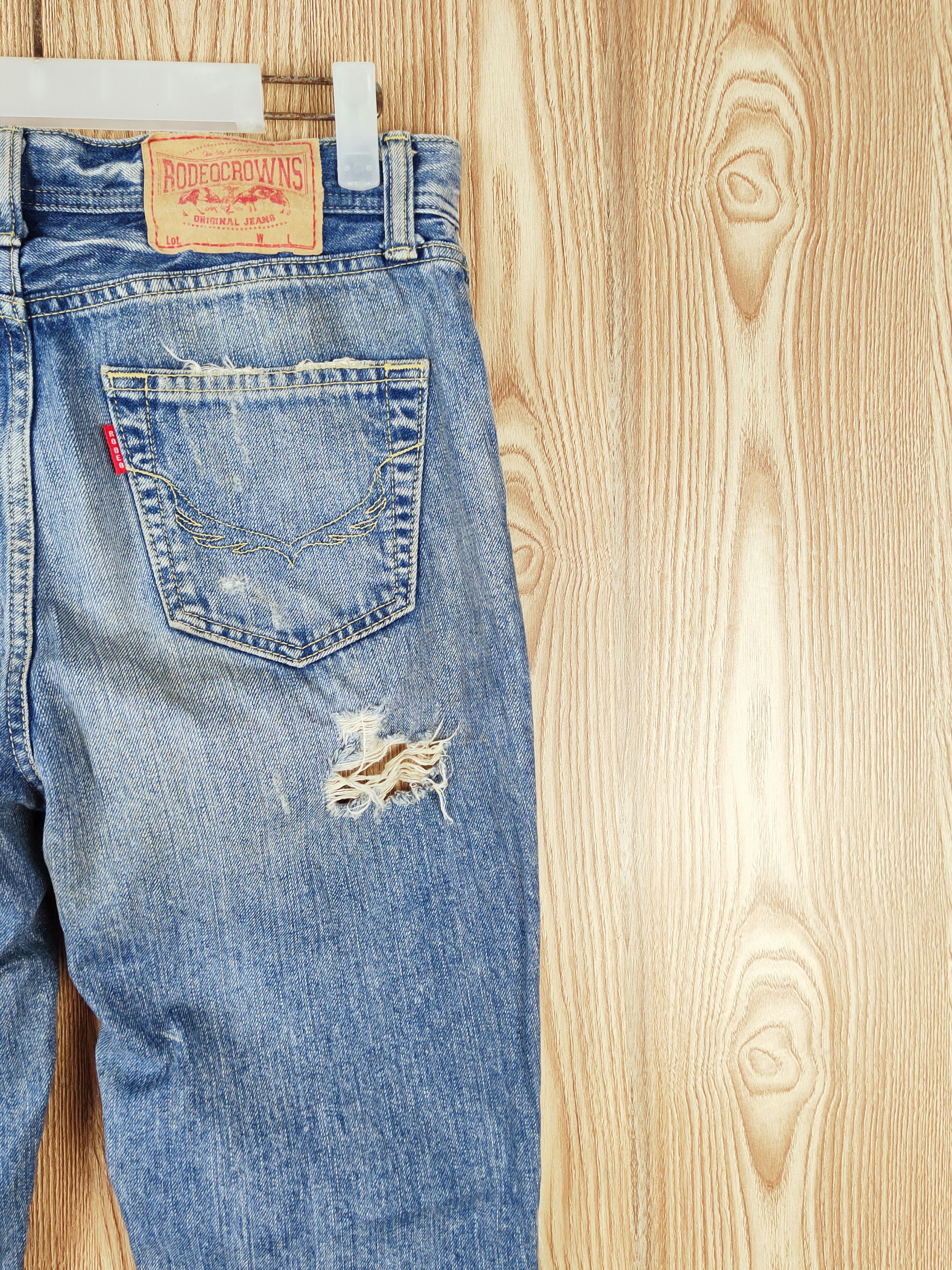 Japanese Brand × Vintage Super Rare 💥Rodeo Crowns Blue Distressed Ripped Jeans Size 30" / US 8 / IT 44 - 12 Thumbnail