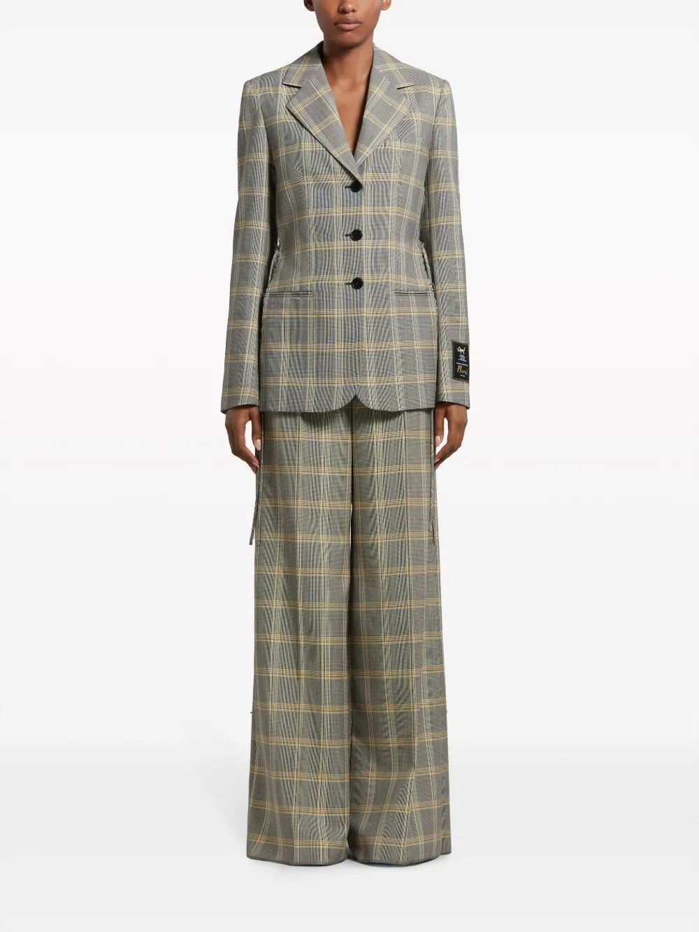 Marni o1w1db10125 Plaid Single Breasted Blazer in Black/Yellow Size XL / US 12-14 / IT 48-50 - 3 Thumbnail