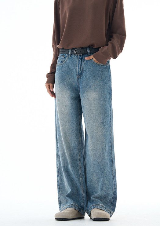 Japanese Brand Men's American-Style Retro Loose-Fit Washed Denim Jeans Size US 32 / EU 48 - 3 Thumbnail