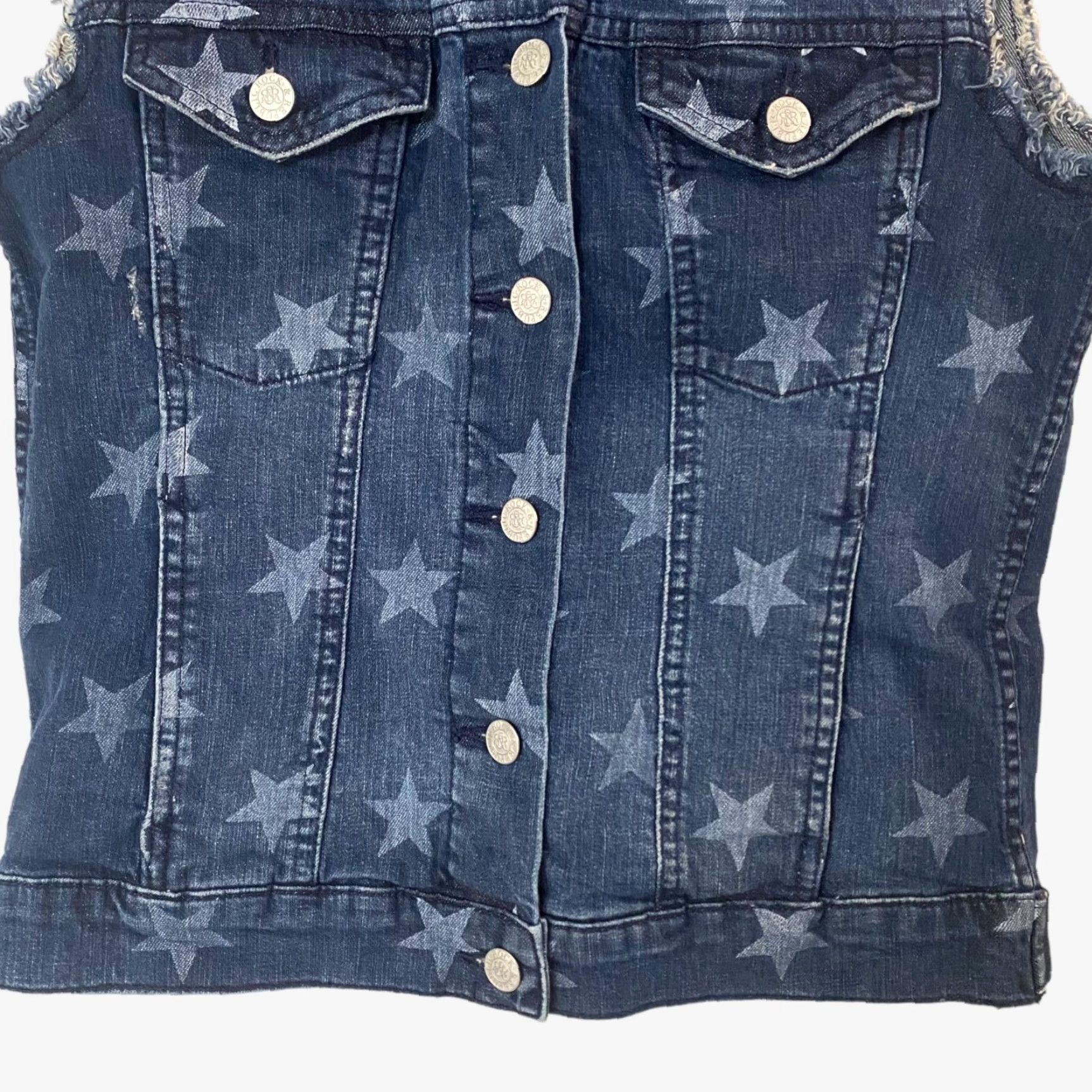 Vintage Rock & Republic Gunshow Star Denim Vest Button Up Womens Small Blue Sleeveless Size S / US 4 / IT 40 - 6 Thumbnail