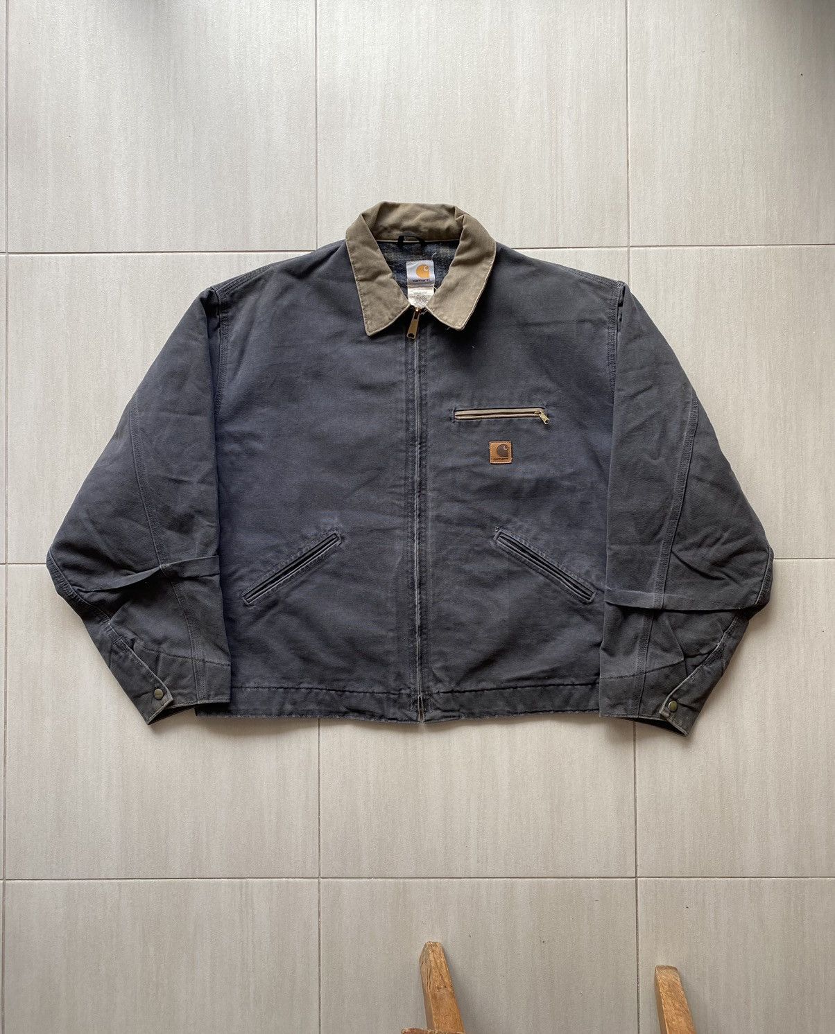 image of Vintage Carhartt Grey Charcoal Detroit Jacket J97, Men's (Size 2XL)