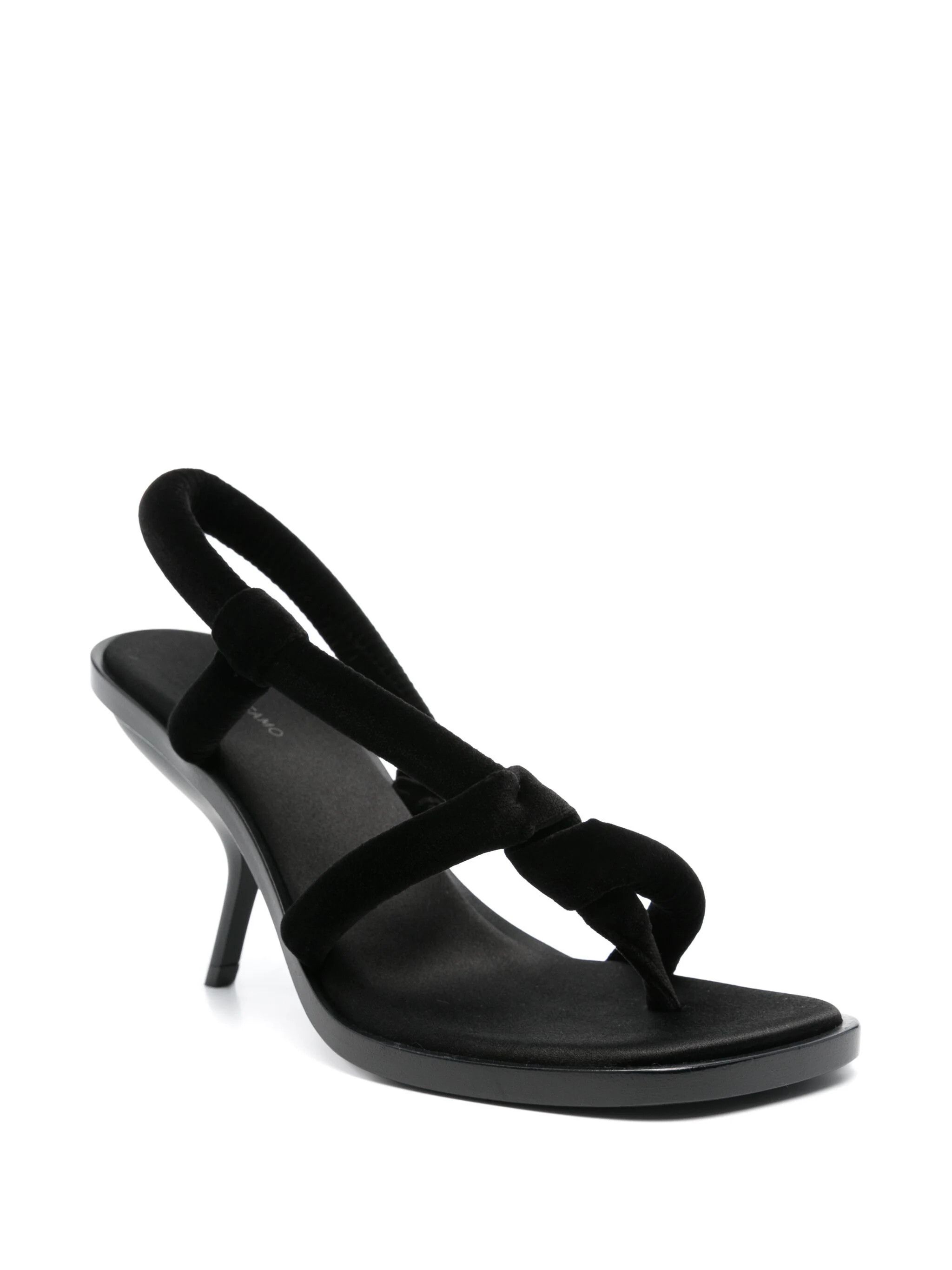 Salvatore Ferragamo o1s1rm0924 Velvet Sandals in Black Size US 9.5 / IT 39.5 - 2 Thumbnail