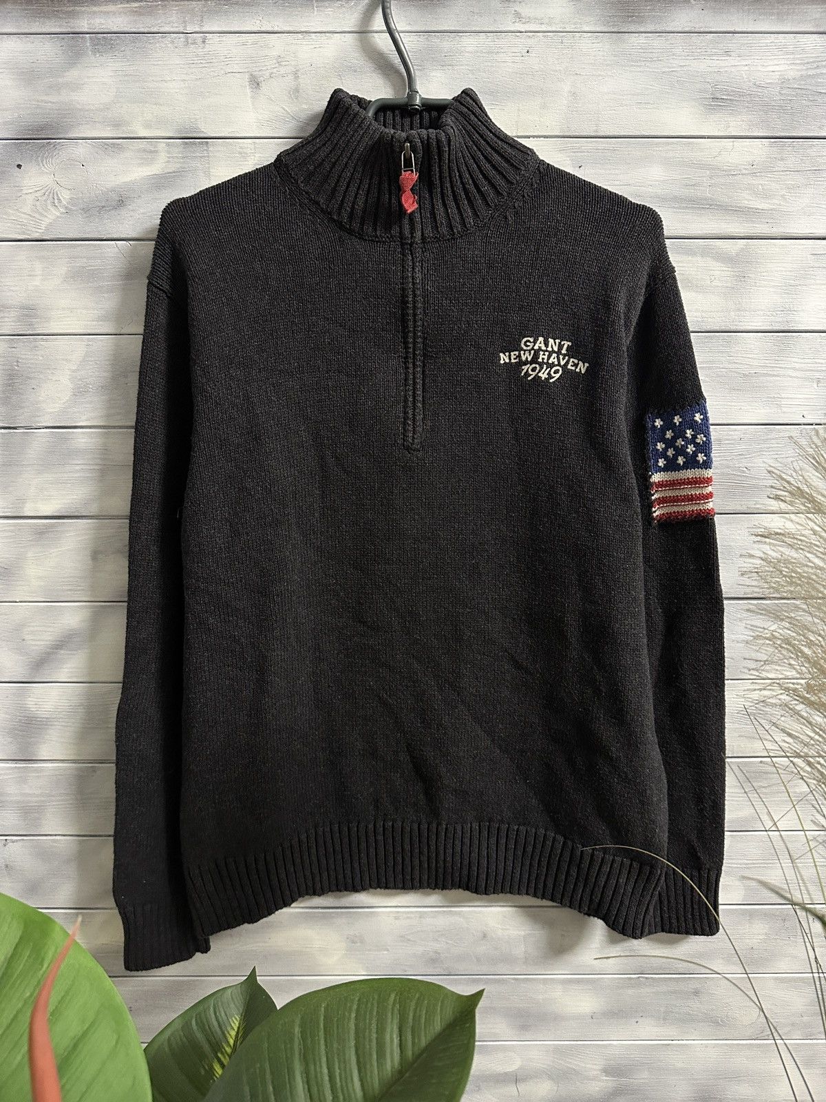 Gant Rare Vintage Knitted Zip Sweater Gant American Flag USA Size US L / EU 52-54 / 3 - 1 Thumbnail