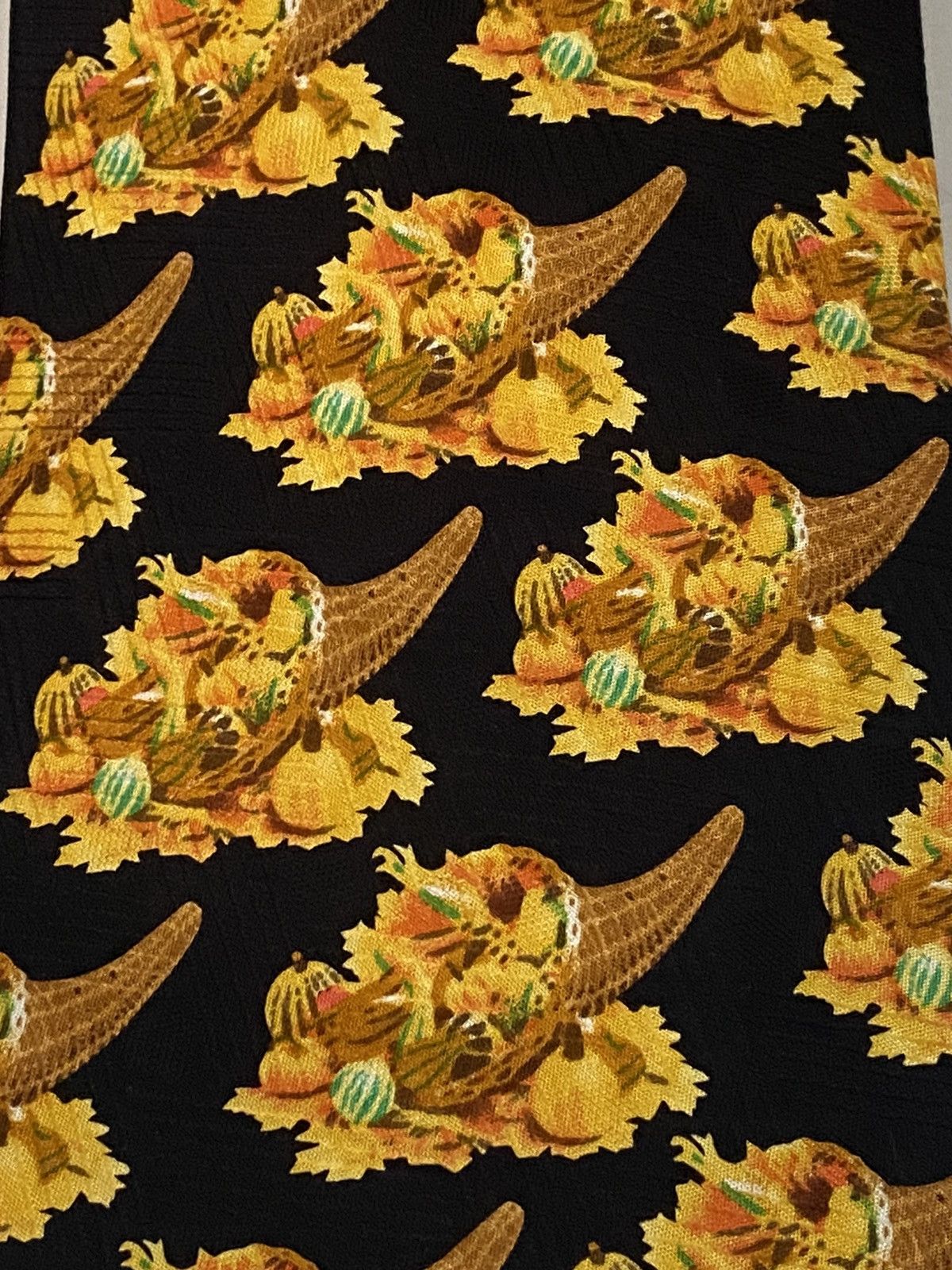 Vintage Wild Ties Cornucopia Repeat Wide Silk Tie Vintage Orange Blk Size ONE SIZE - 7 Thumbnail