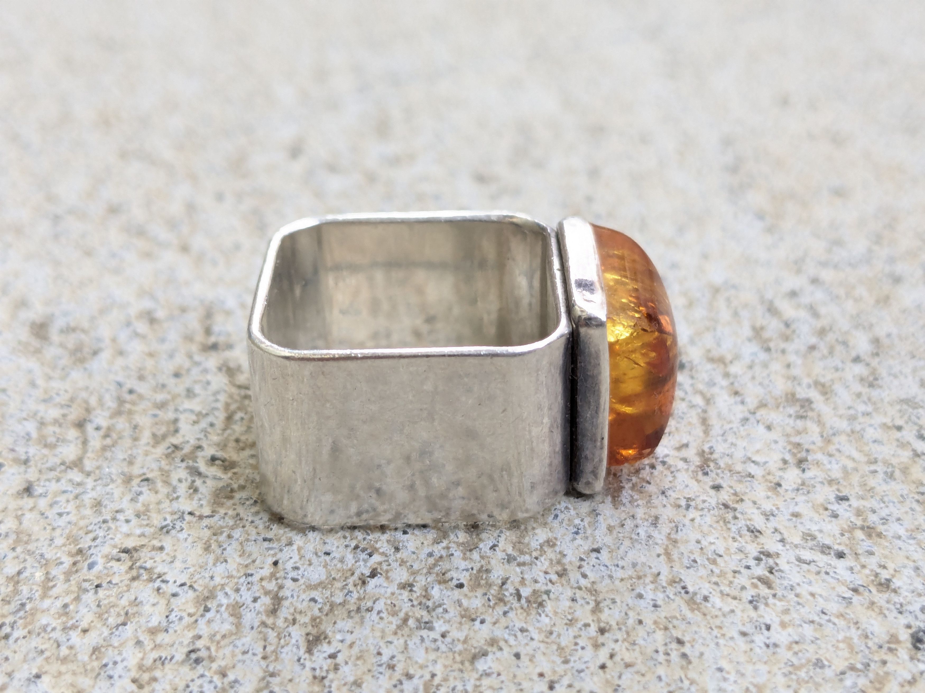 Vintage Vintage Sterling Silver Ring Size 9 Amber .925 Modern Size ONE SIZE - 4 Thumbnail