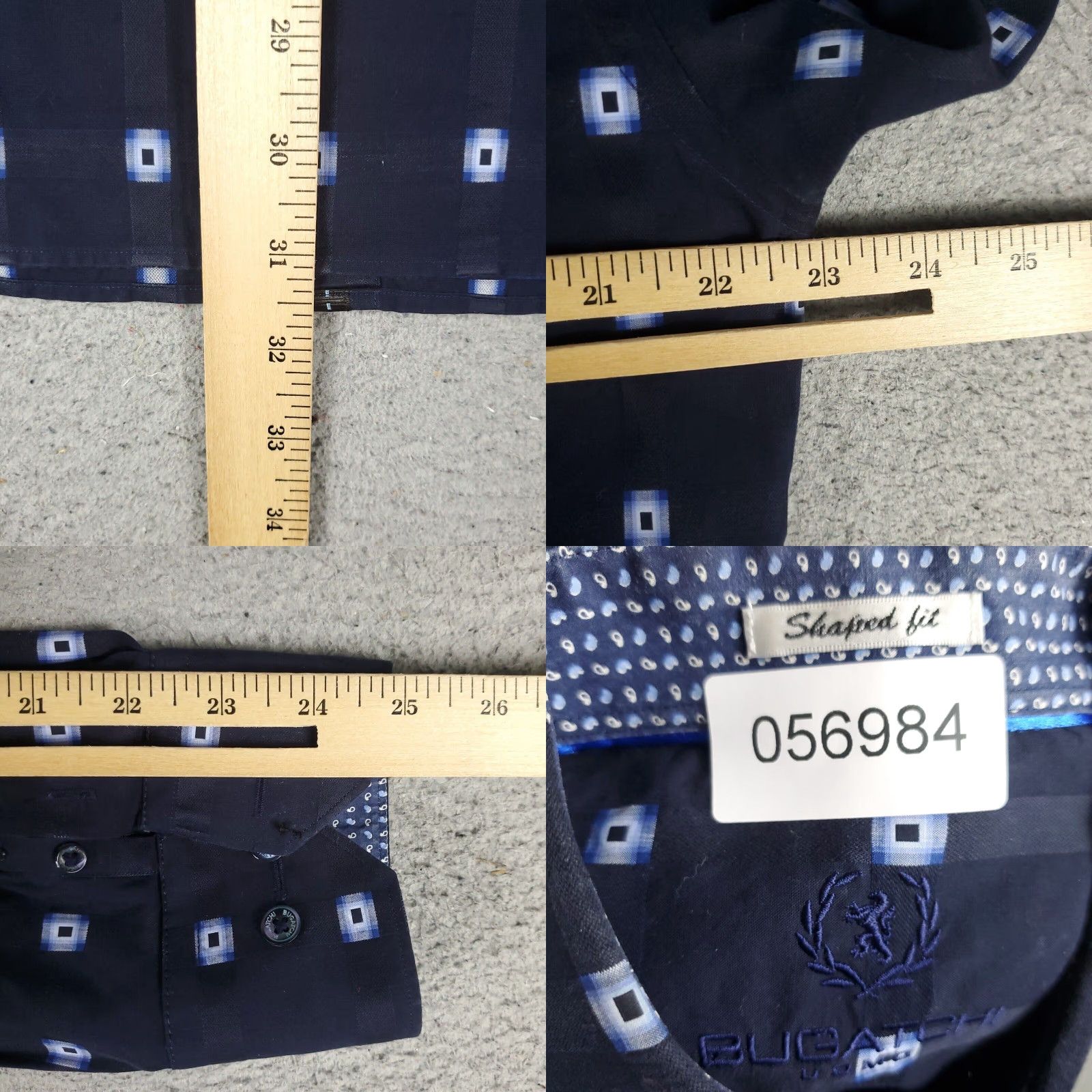 BUGATCHI VINTAGE Bugatchi Uomo Men's Long Sleeve Button-Up Shirt Size Large Blue Geometric Pattern Modern Classic Size US L / EU 52-54 / 3 - 8 Thumbnail