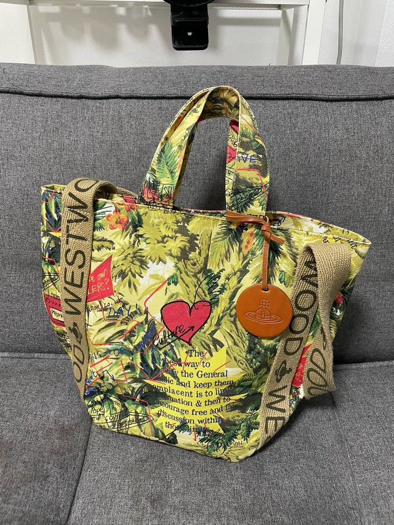Vivienne Westwood Vivienne Westwood size os Green dual-use canvas tote bag, s Size ONE SIZE - 3 Thumbnail