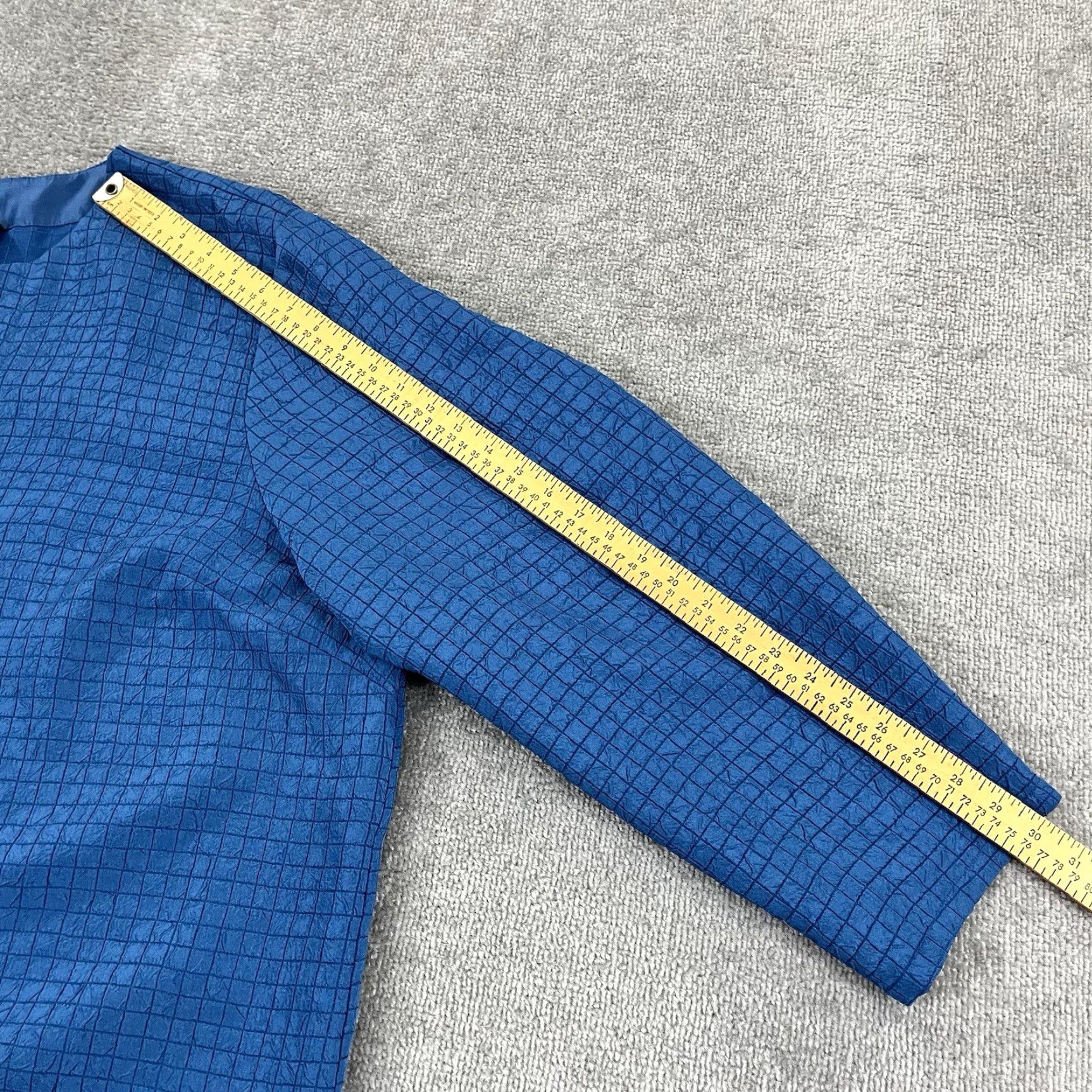 Vintage MAGGIE BARNES Shirt Womens 4X 30/32 Blue Crinkle Grid Asian Art to Wear Jacket Shirt Size XXL / US 16-18 / IT 52-54 - 5 Thumbnail