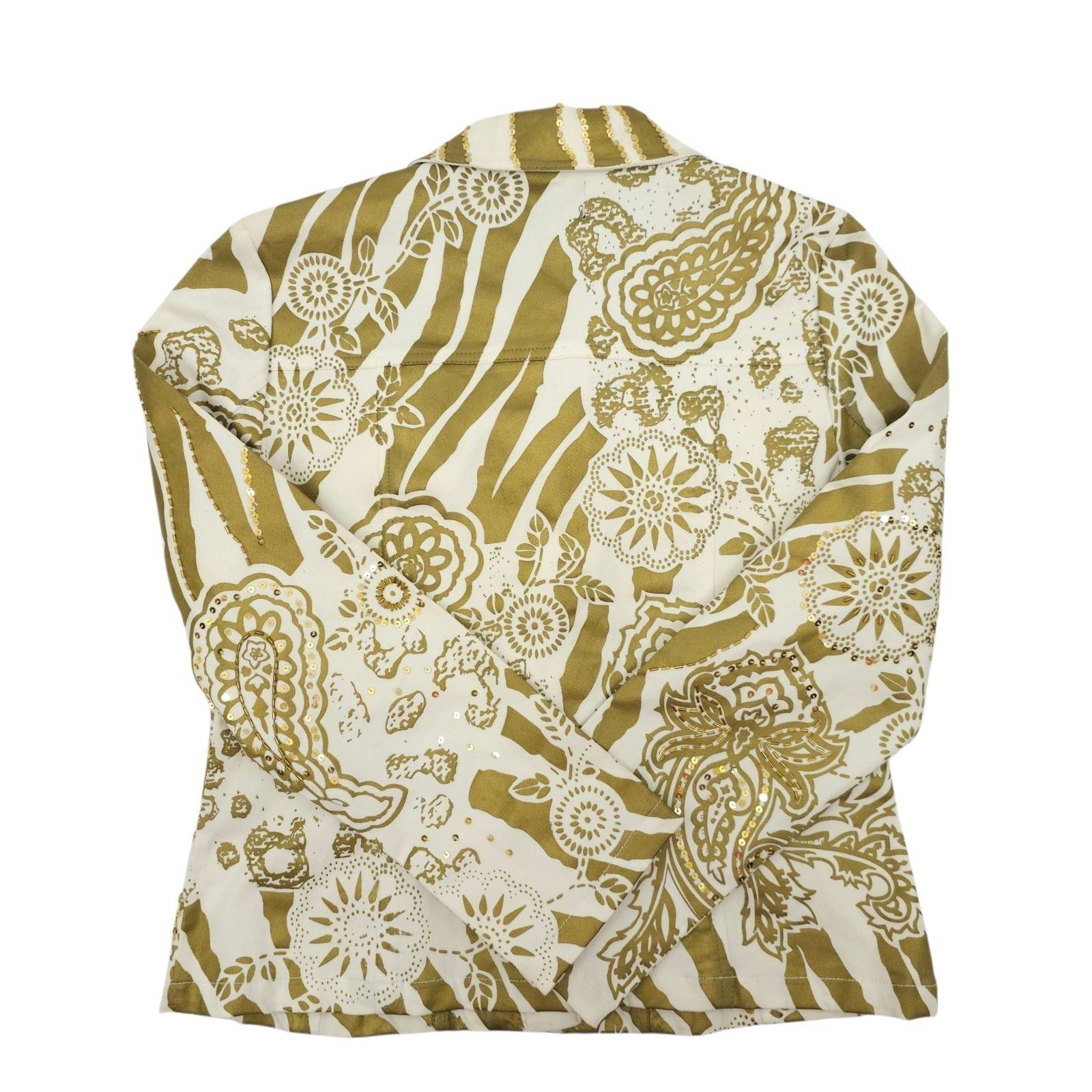 Other Berek Zebra Paisley Sequin Jacket M Vintage Snap Front Y2K Size M / US 6-8 / IT 42-44 - 20 Thumbnail