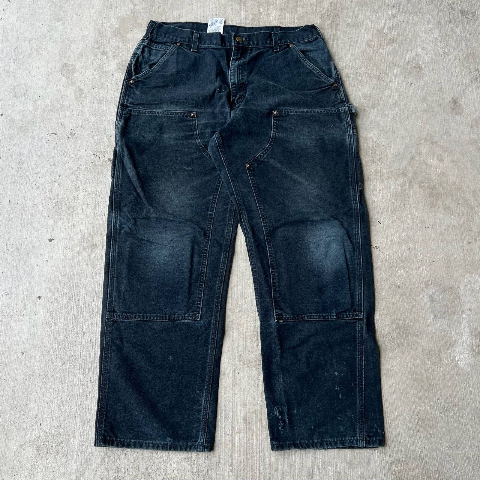 Carhartt faded black double knee work wear carpenter pants