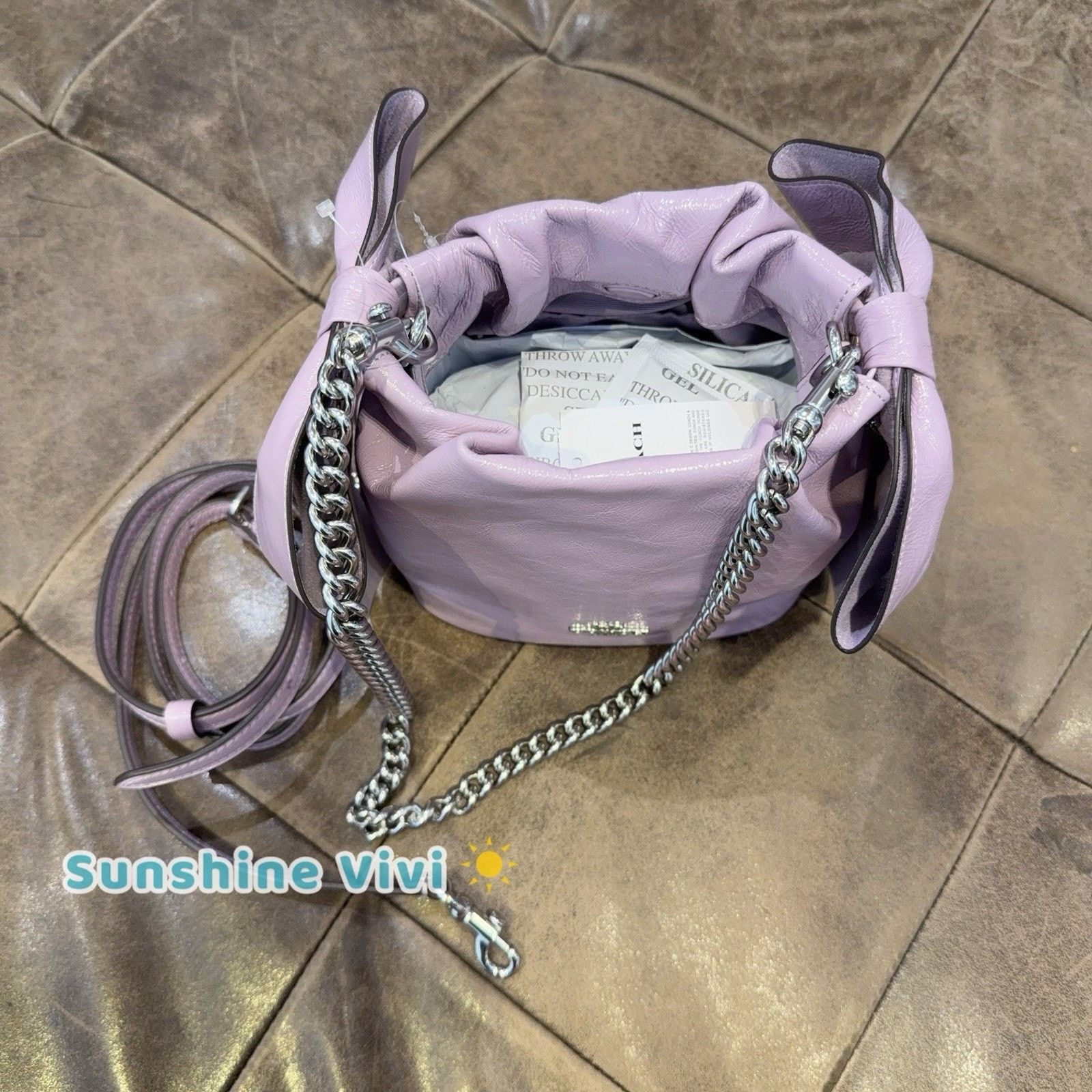 Coach NWT Coach Faye Mini Drawstring Bag Bows CEL03 Amethyst Size ONE SIZE - 7 Thumbnail