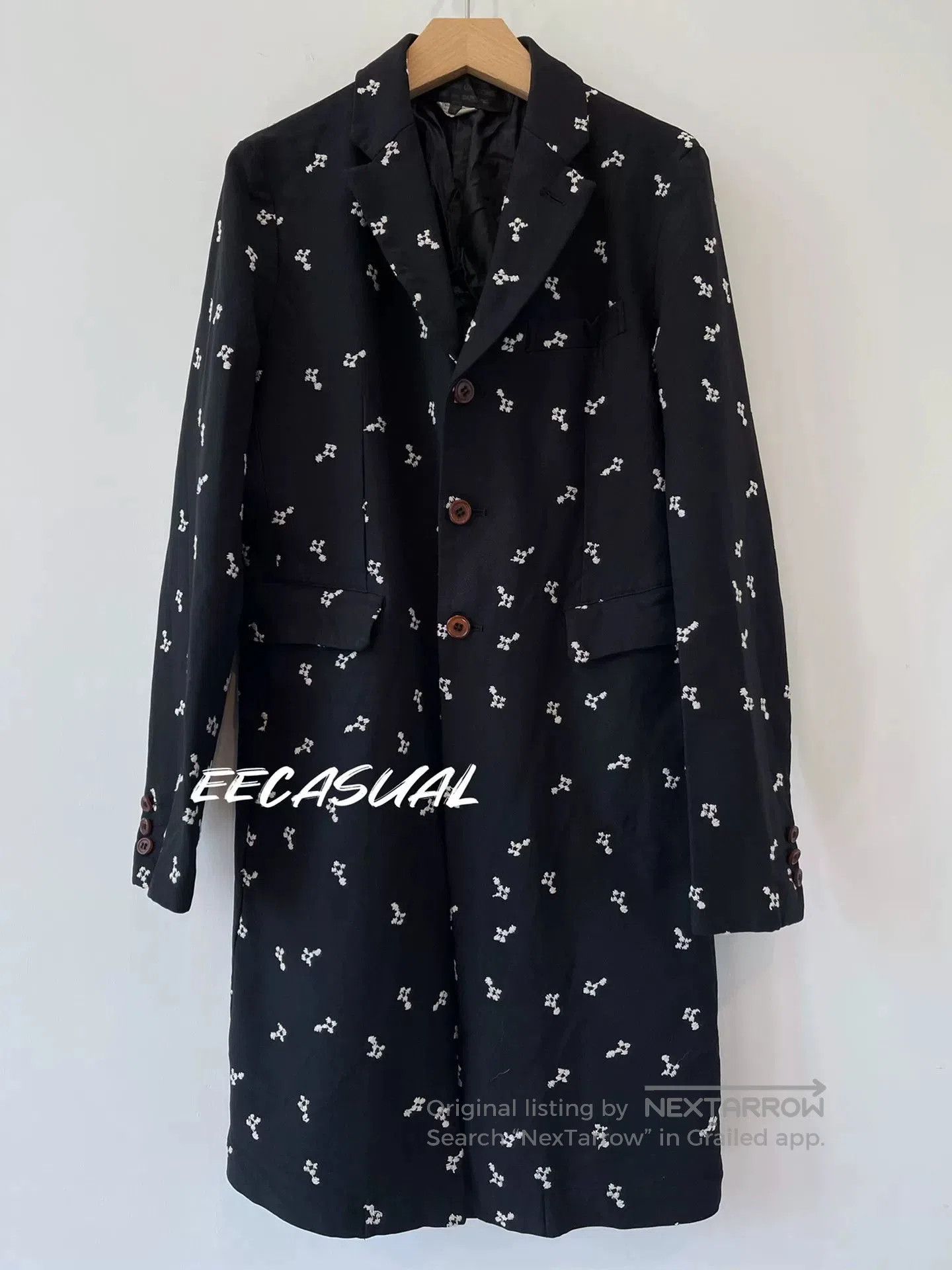 CDG by Comme des Garcons Black Embroidered Long Coat by Comme des Garçons. Size S / US 4 / IT 40 - 3 Thumbnail