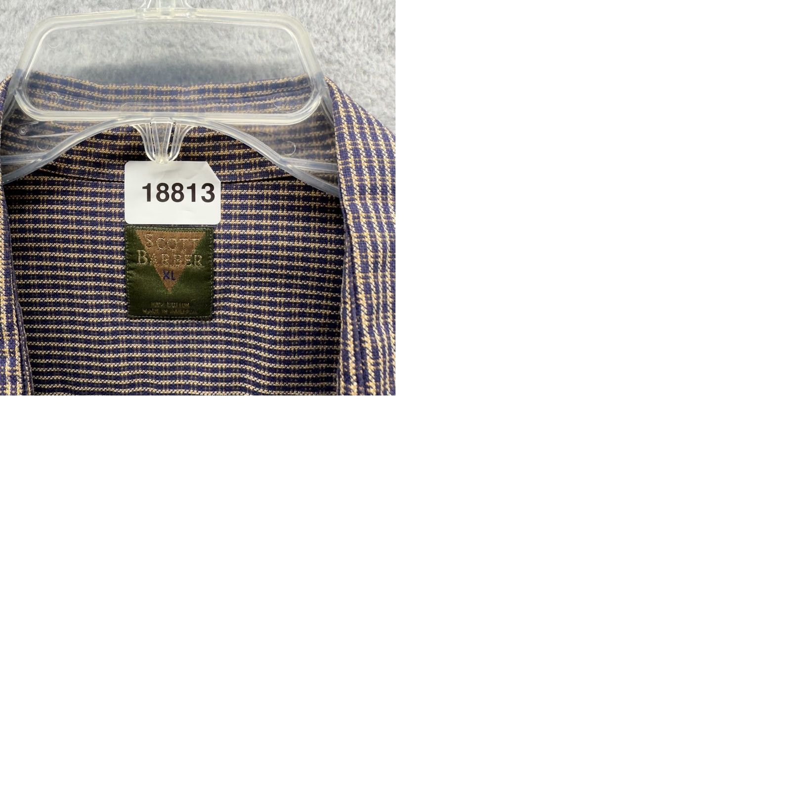 Vintage Scott Barber Shirt XL Blue Cotton Button-Up Mens Casual Classic 80s 90s Preppy Knit Collar-Down Button Size US XL / EU 56 / 4 - 9 Thumbnail