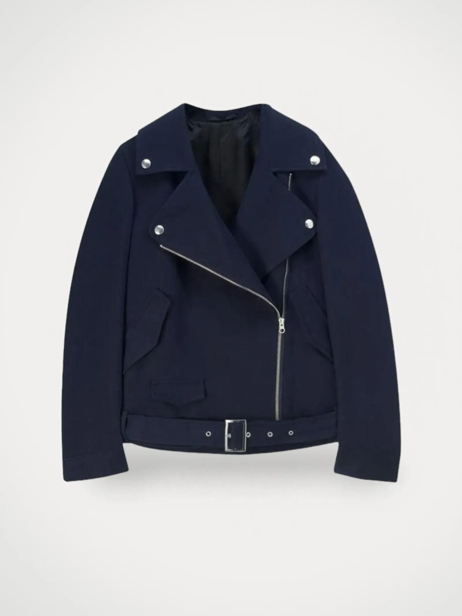 image of Filippa K Toni Linen Biker Jacket Jacket in Navy, Women's (Size XS)