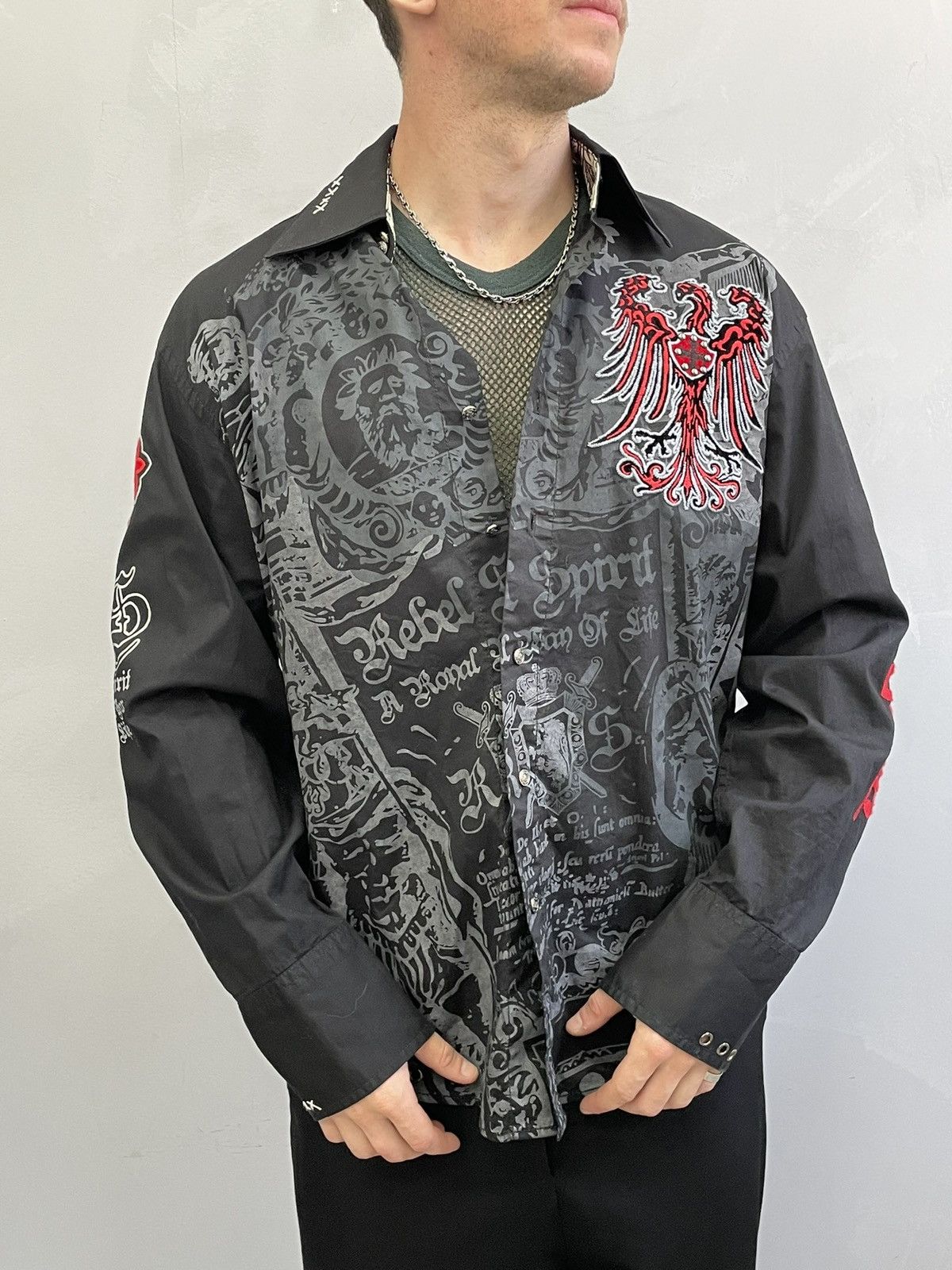 If Six Was Nine Rare japanese Affliction style skull grunde shirt button up Size US L / EU 52-54 / 3 - 3 Thumbnail
