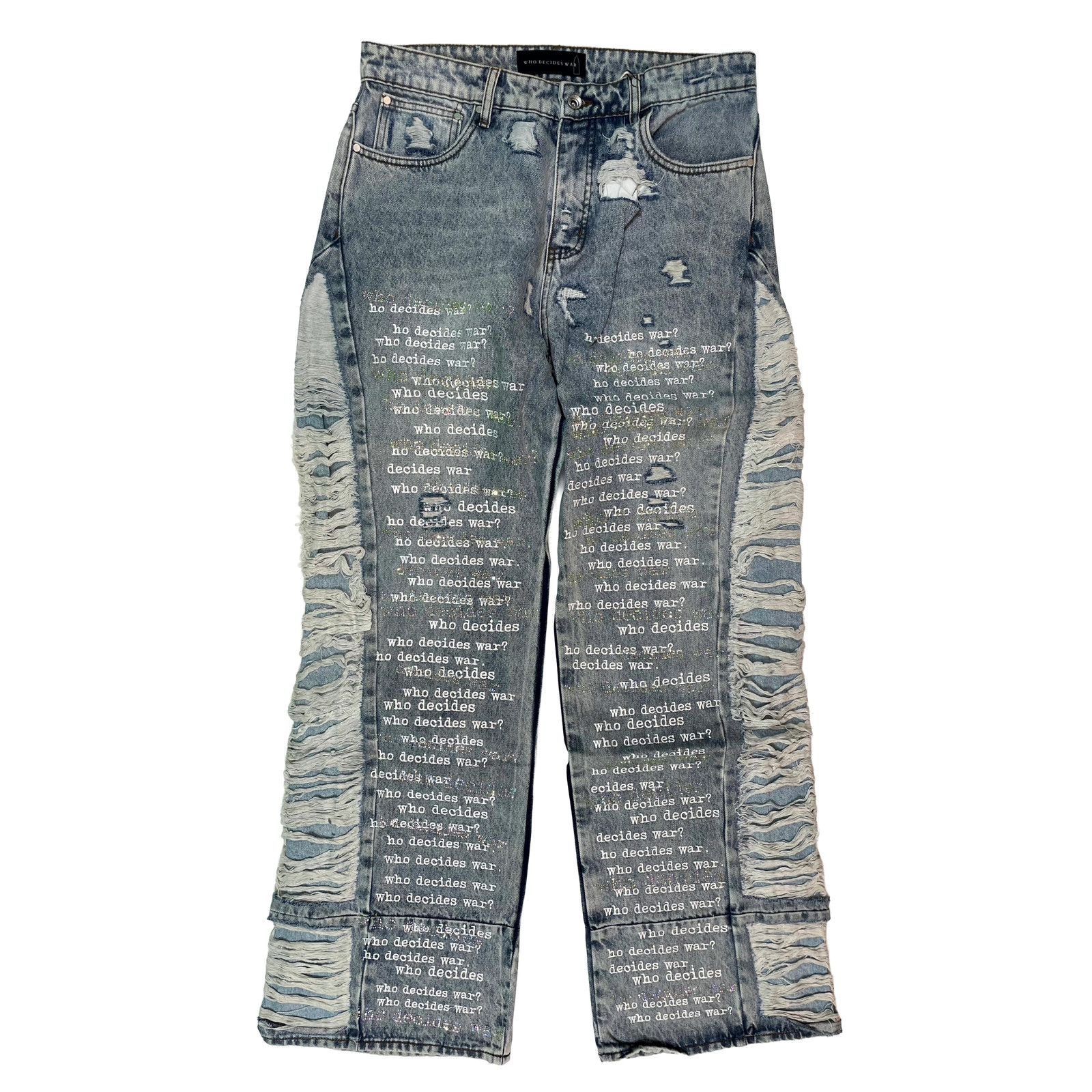 Who Decides War WDW Ultra Flare Scripture Denim Light Wash Jeans Size US 34 / EU 50 - 1 Thumbnail