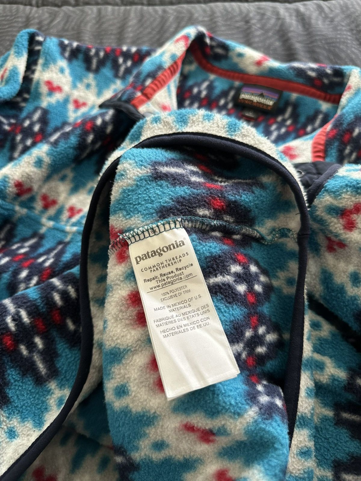 Patagonia Patagonia Synchilla Snap-T Fleece – Blue/Nordic Pattern Size US L / EU 52-54 / 3 - 9 Thumbnail