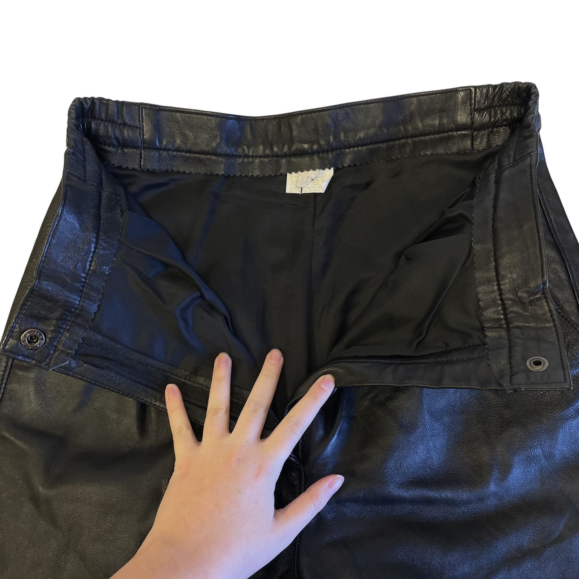 Other Vtg Leather STRAIGHT LEG Pants PLEATED Trousers Size 32" / US 10 / IT 46 - 3 Thumbnail