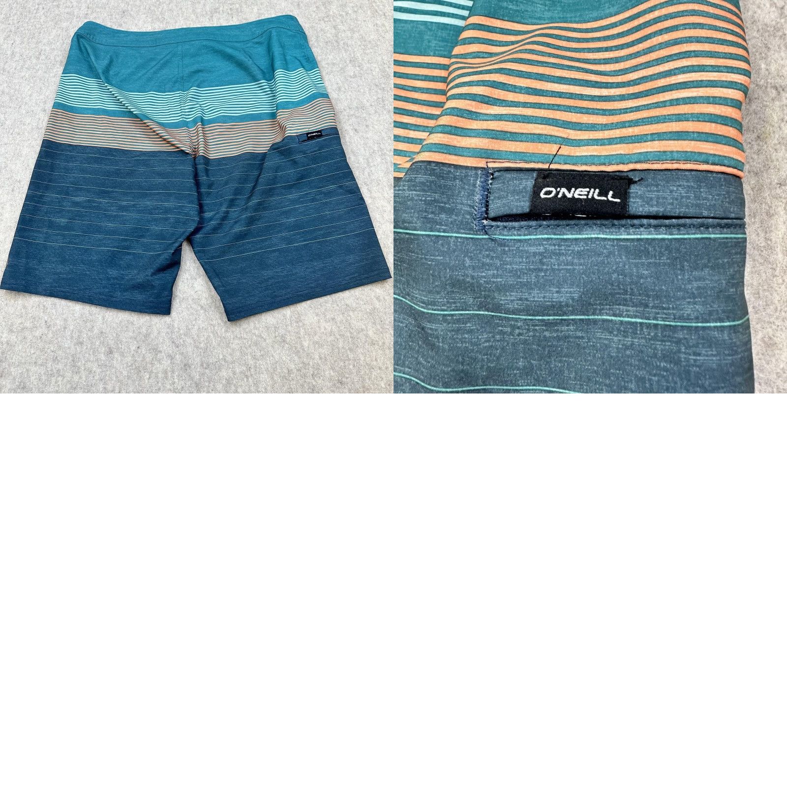 O'Neill O'Neill Hyperfreak Mens 32 Blue Teal Board Shorts Swim Trunks Stretch Striped Drawstring Back Pocket Polyester Spandex Surf Beach Summer Mens Size US 32 / EU 48 - 9 Thumbnail