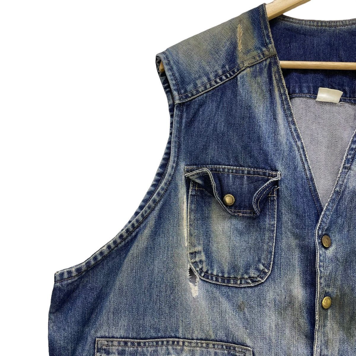 Oshkosh × Vintage Vintage Oshkosh Distressed Vest Denim Jacket Size US L / EU 52-54 / 3 - 3 Thumbnail