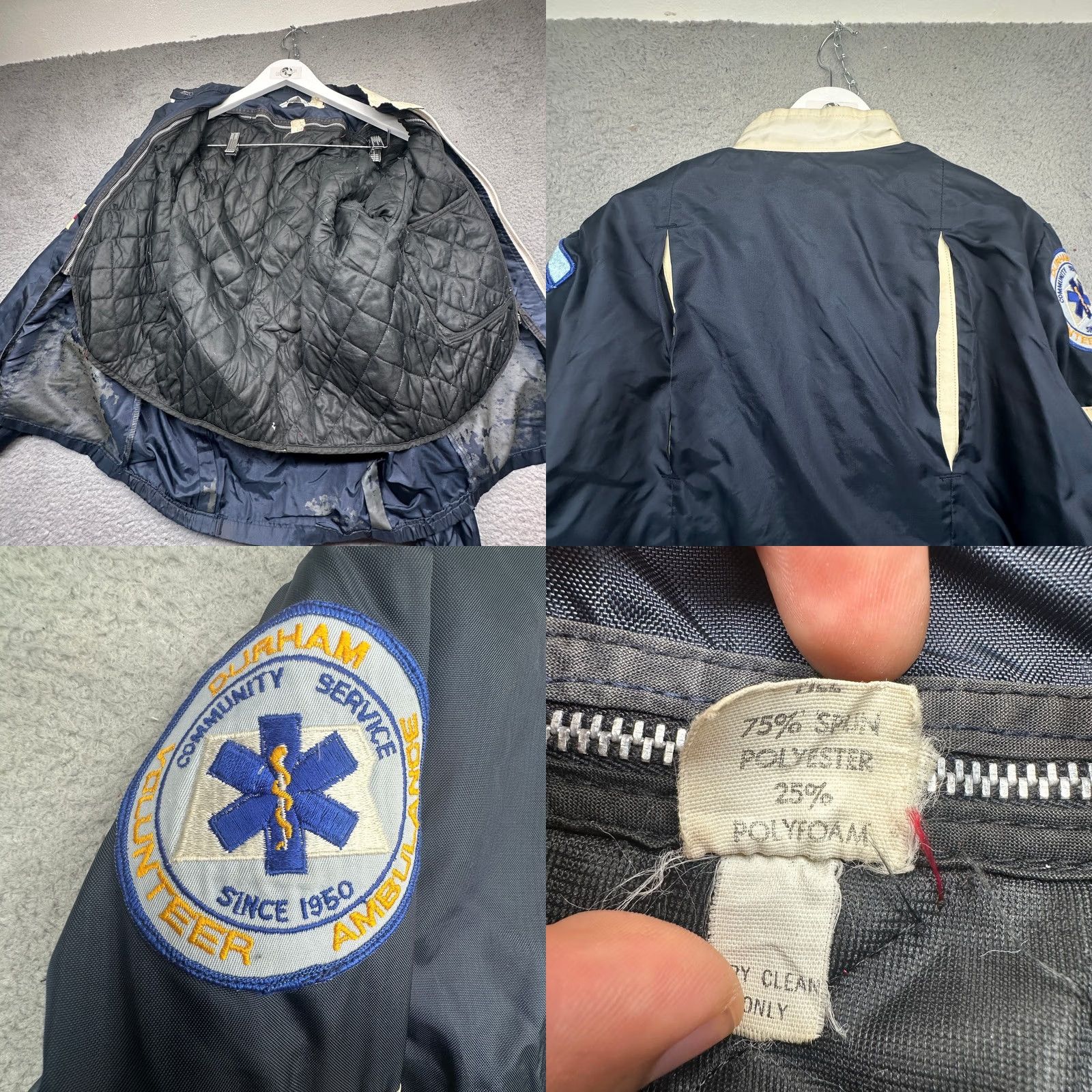 Vintage VINTAGE DynaMed EMT Jacket Mens S Navy Full Zip Lined Removable Patches 70s Size US S / EU 44-46 / 1 - 9 Thumbnail