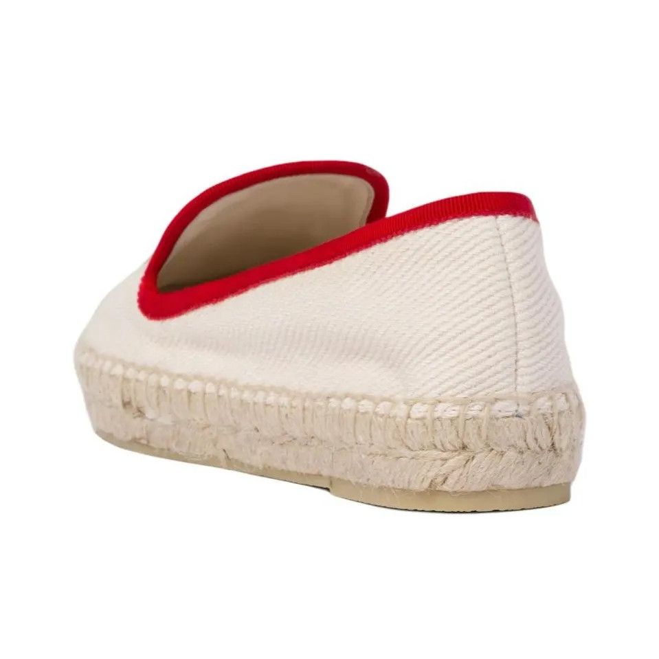Miu Miu o1B3y1r0526 Logo-Embroidered Slip-On Espadrilles Beige/Red Size US 8 / IT 38 - 4 Thumbnail