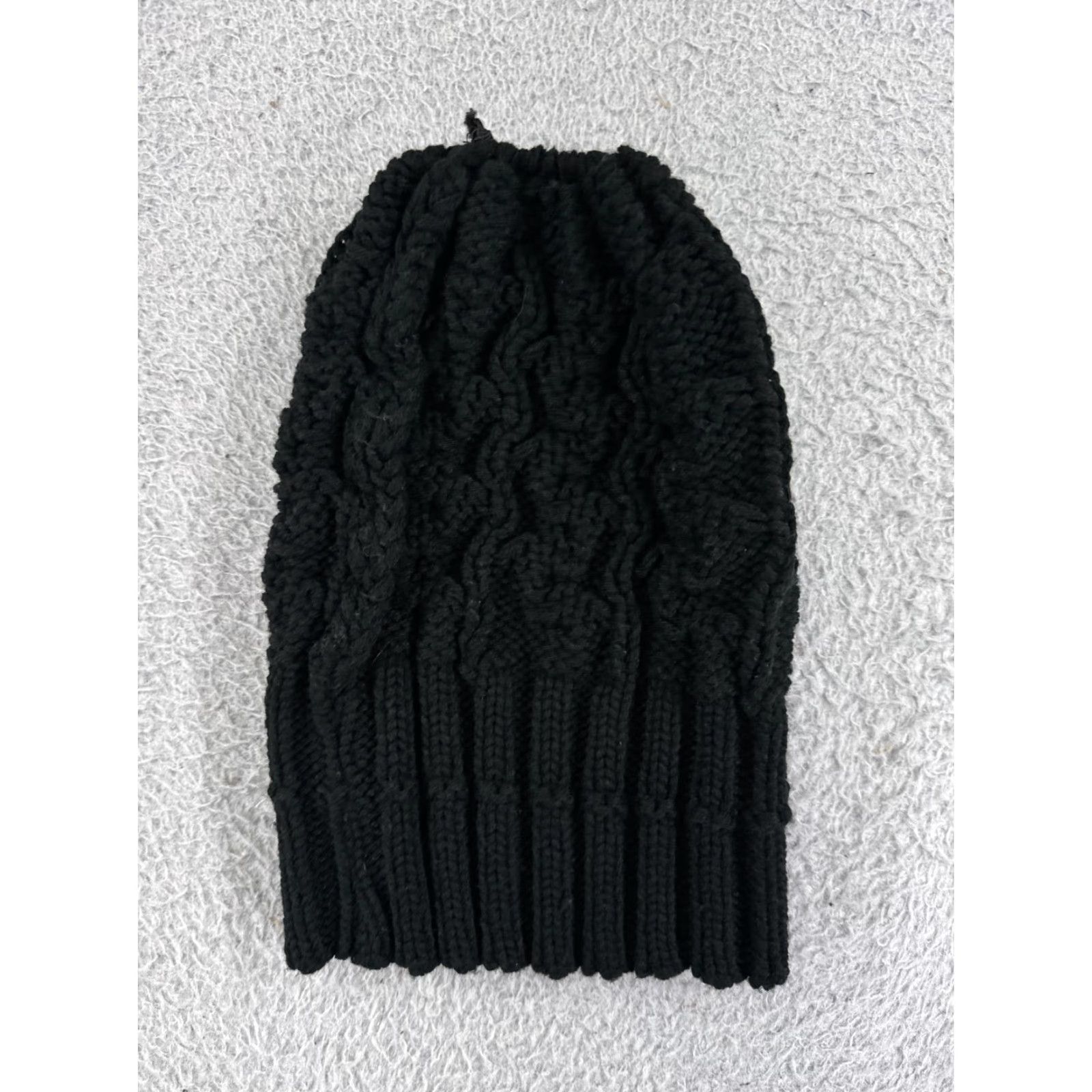 Vintage Beanie Toque Adult One Size Black Cable Knit 100% Acrylic Winter Warm Ski Snow Hat Mens Beanie Size ONE SIZE - 5 Thumbnail