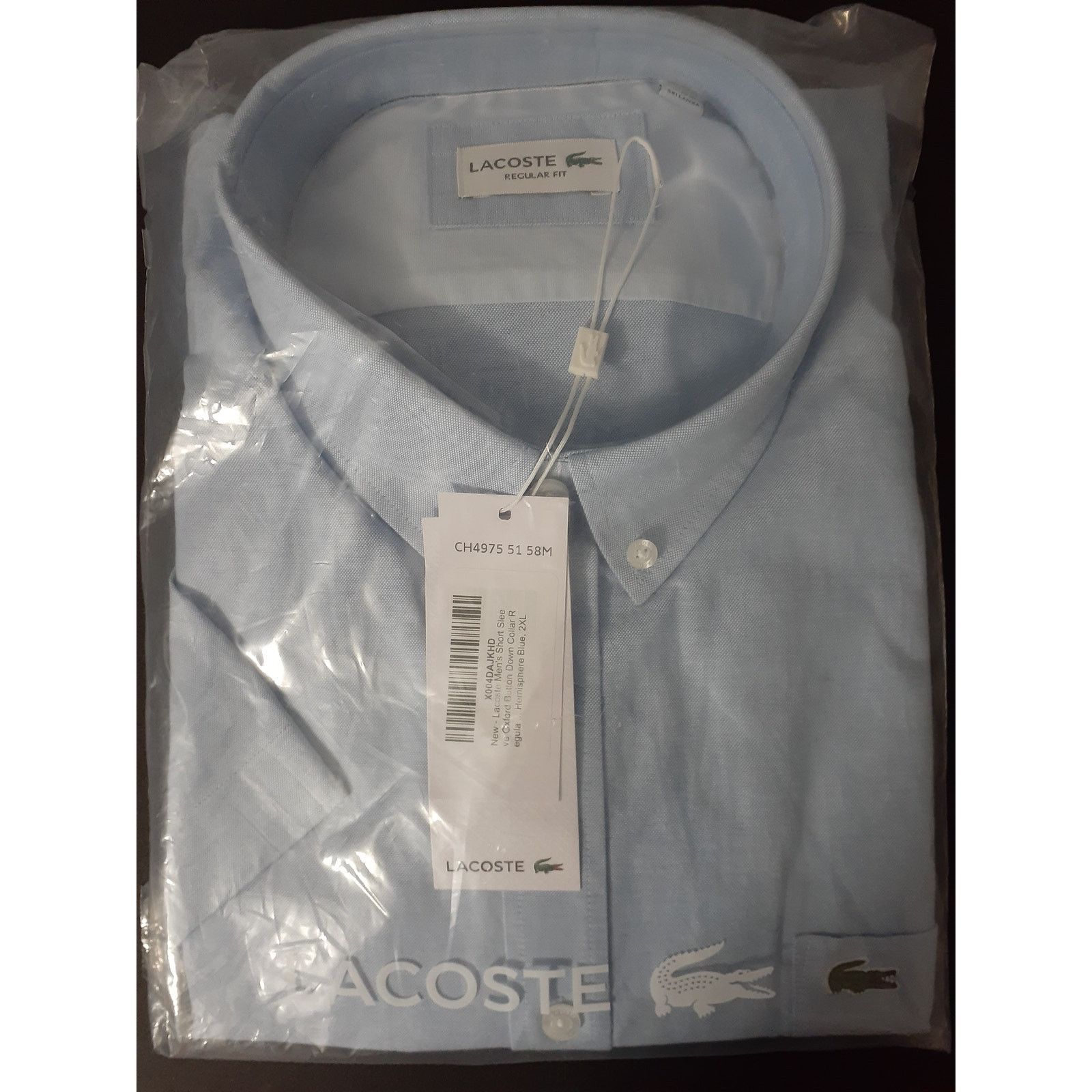 Lacoste Lacoste Men's Short Sleeve Oxford Regular Woven Shirt 2XL Size US XXL / EU 58 / 5 - 2 Thumbnail