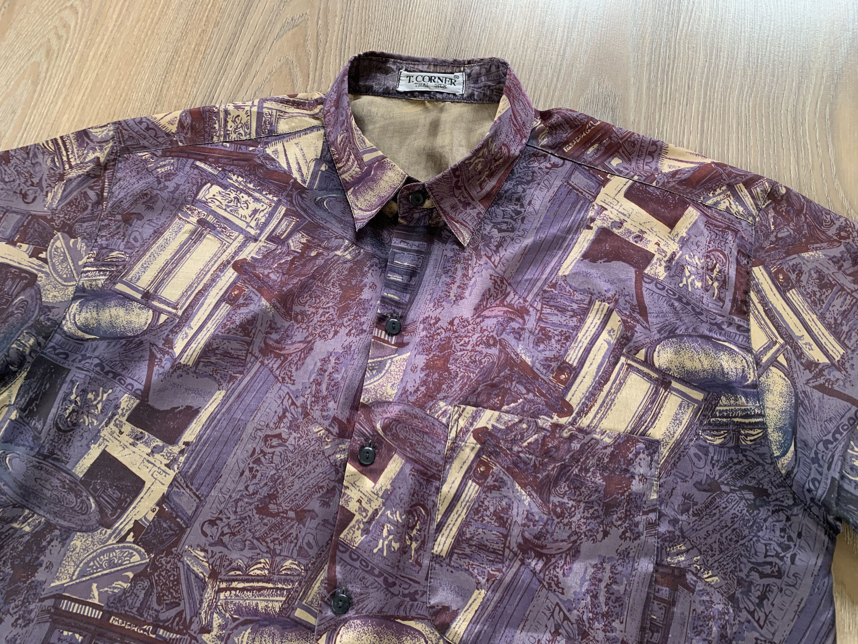 Other T. Corner Thai Silk Vintage Abstract Printed Shirt Size US L / EU 52-54 / 3 - 4 Thumbnail