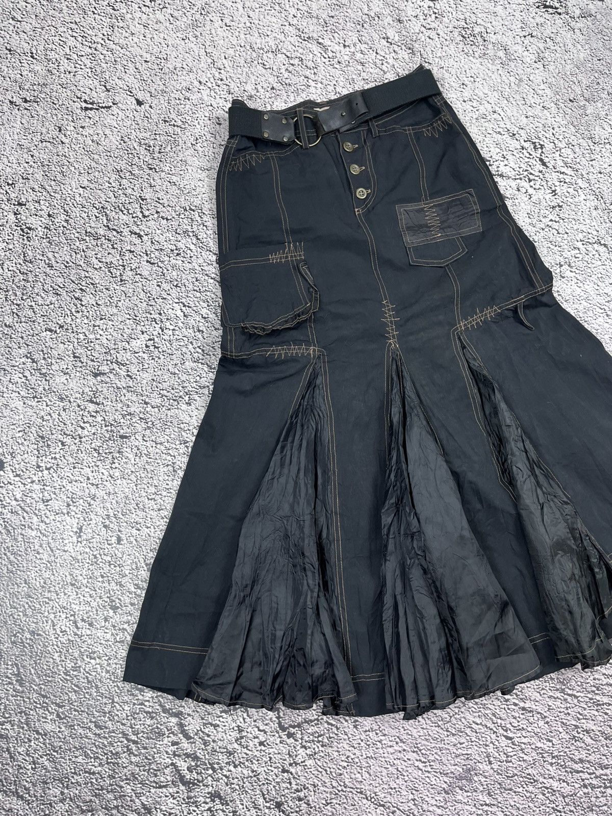 Japanese Brand VTG Cyber Y2K Patchwork Maxi Skirt Goth Grunge Avant-Garde Size 25" / US 0 / IT 36 - 2 Thumbnail