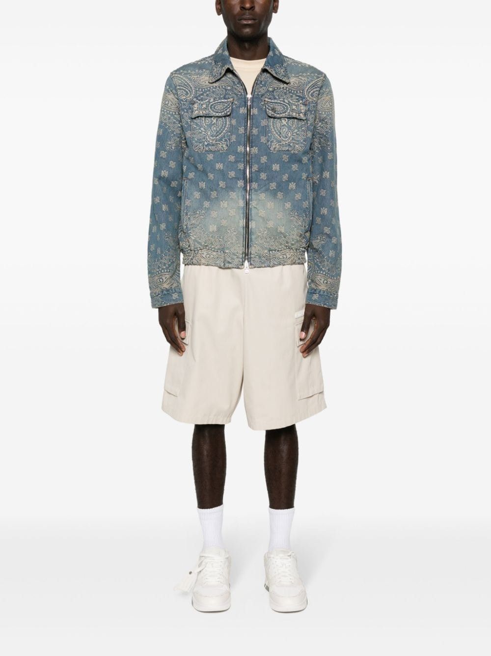 Amiri oc11z0225 Embroidered Denim Jacket in Blue/Beige Size US S / EU 44-46 / 1 - 2 Thumbnail