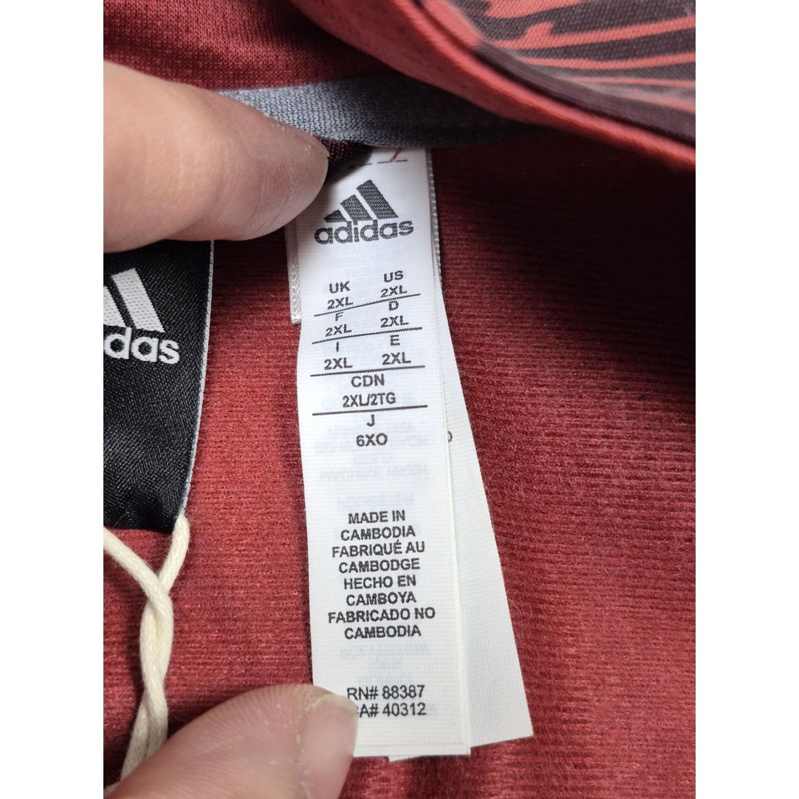 Adidas Adidas Essentials Track Jacket Mens 2XL Red Camouflage Full Zip Training BQ1572 Size US XXL / EU 58 / 5 - 5 Thumbnail