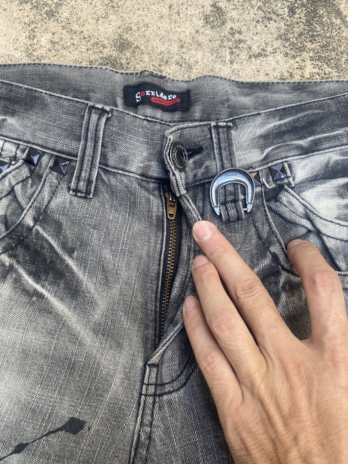 If Six Was Nine × Japanese Brand Flare Jeans Sorridere Honeycomb Painted Splash Size US 32 / EU 48 - 11 Thumbnail