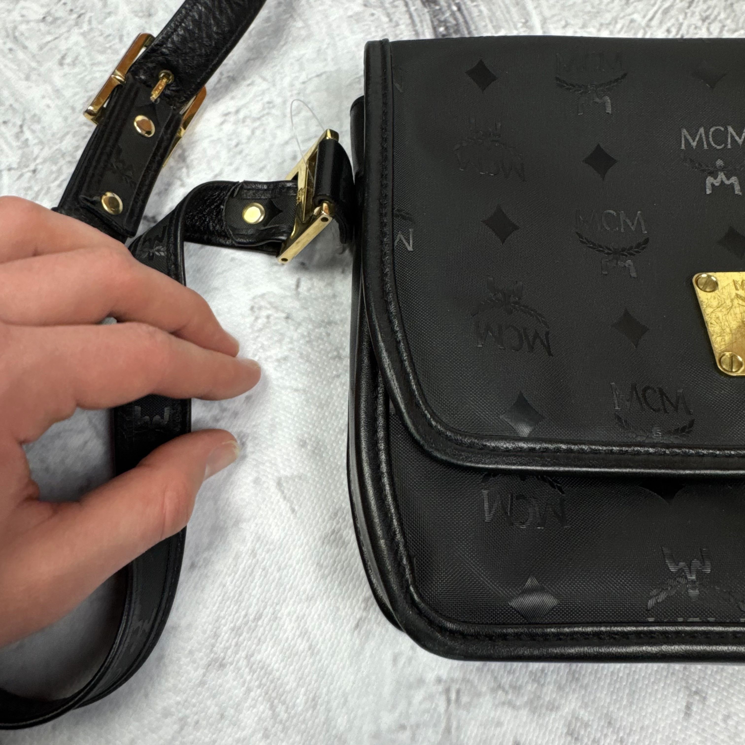 MCM MCM Munich Noir Visetos Adjustable Strap Crossbody Bag Size ONE SIZE - 7 Thumbnail