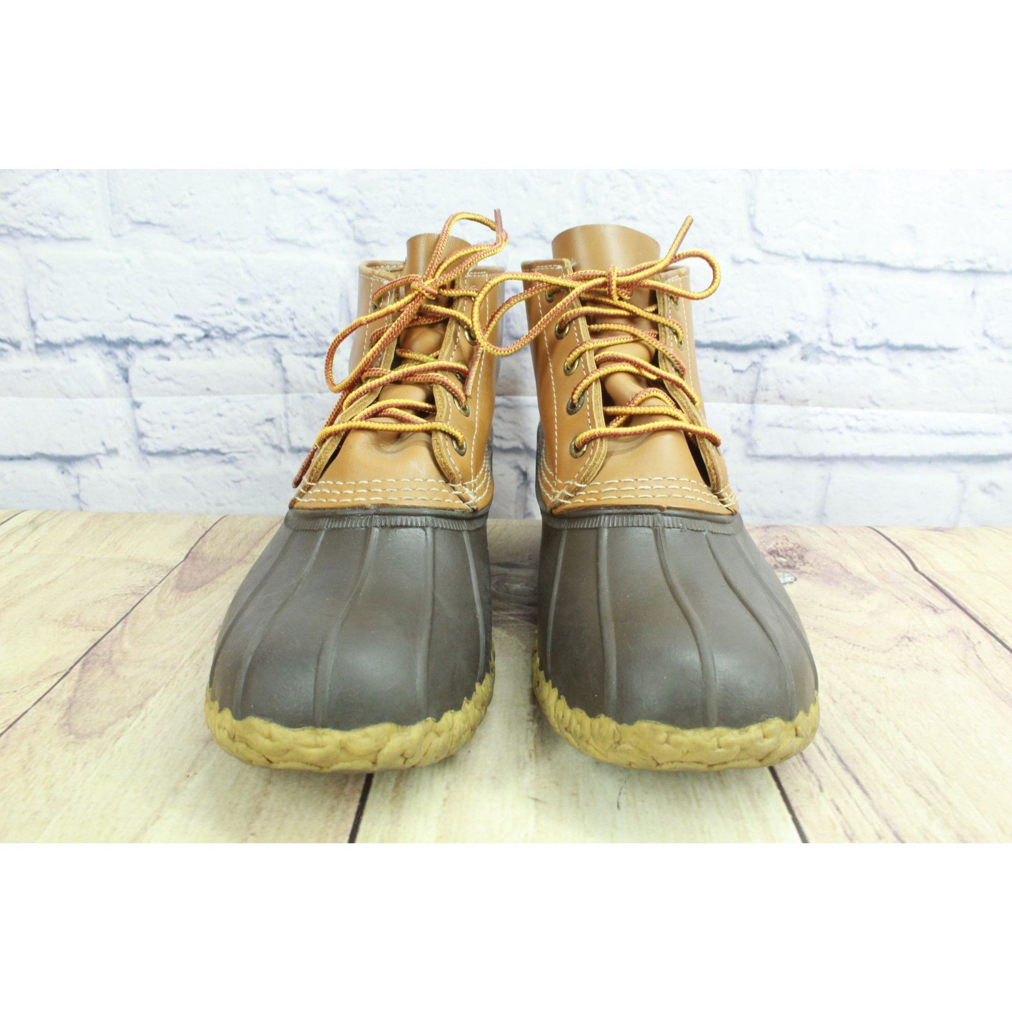 L.L. Bean LL Bean Men’s Brown Leather Lace-Up Unlined Ankle Duck Boots Size US 8 / EU 41 - 4 Thumbnail