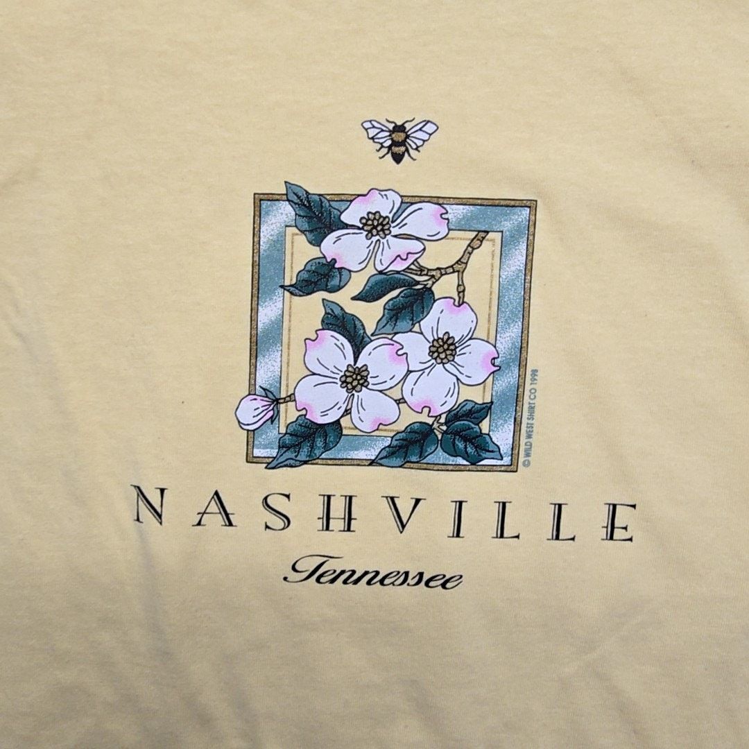 Jerzees Vintage Nashville Shirt Floral Graphic Yellow M Flower Tee Size M / US 6-8 / IT 42-44 - 2 Thumbnail