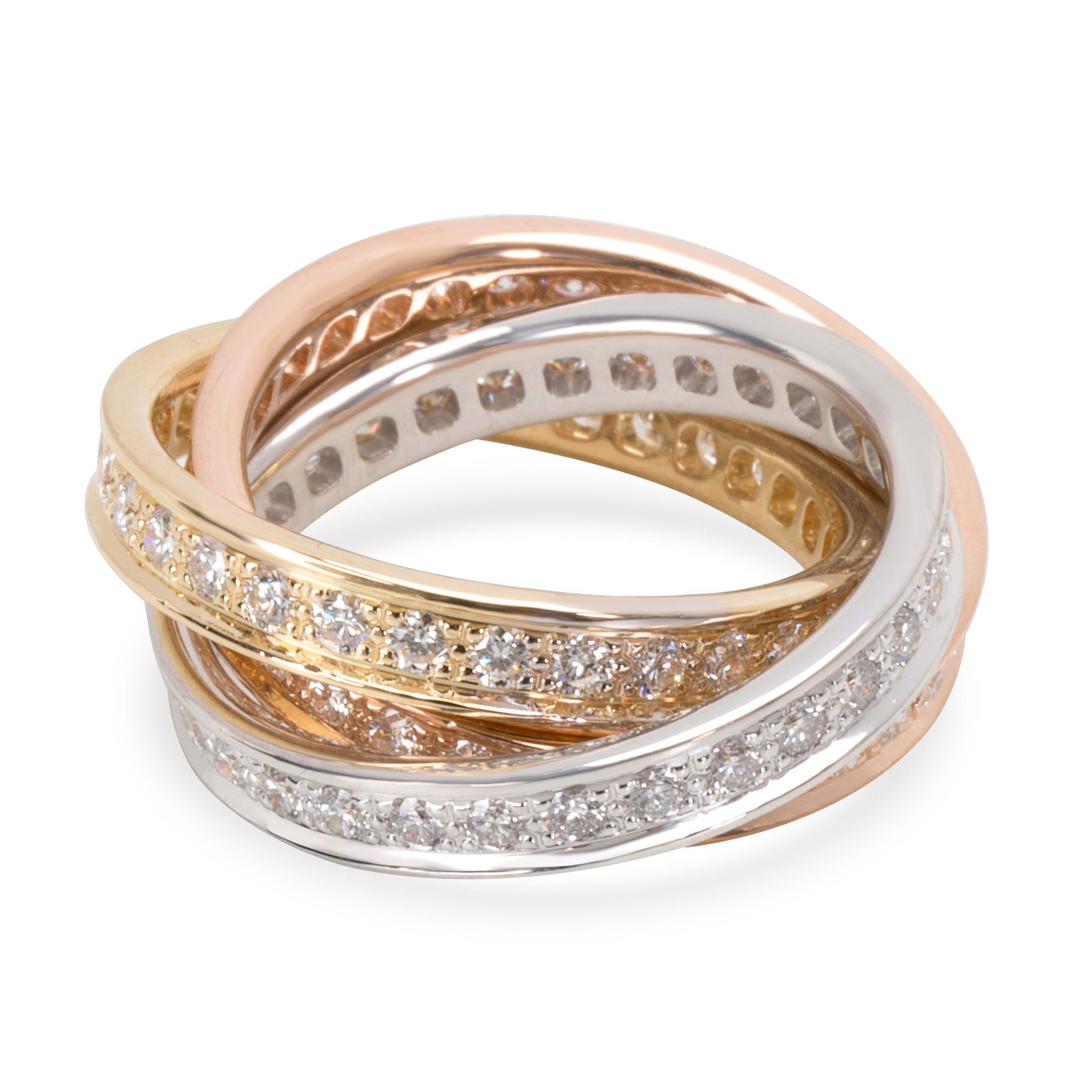 image of Cartier Diamond Trinity Ring In 18K Yellow, White & Rose Gold (Size 51), Women's