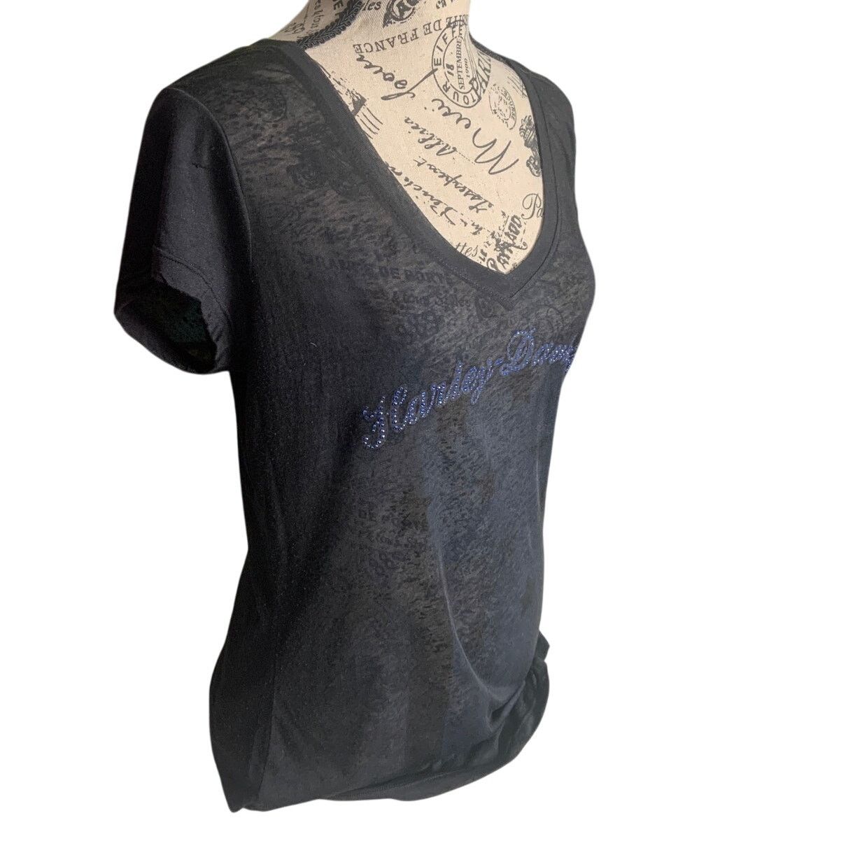 Harley Davidson Harley Davidson Women's Size Small Top Black Sheer Stretch Size S / US 4 / IT 40 - 2 Thumbnail