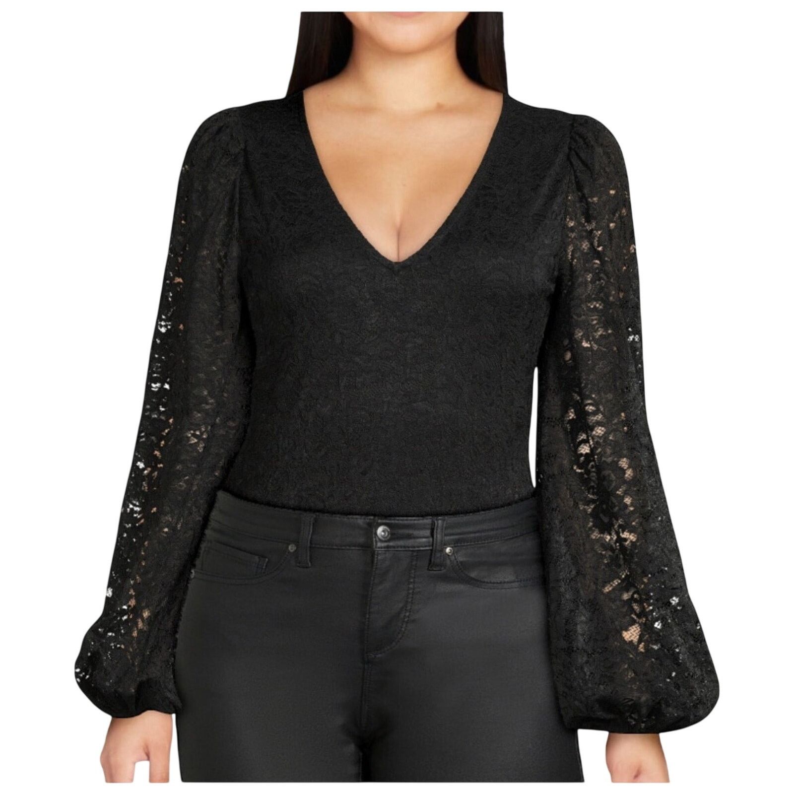 Other Sofia Jeans By Sofia Vergara Lace Bodysuit Blouson Sleeves L Size L / US 10 / IT 46 - 7 Thumbnail