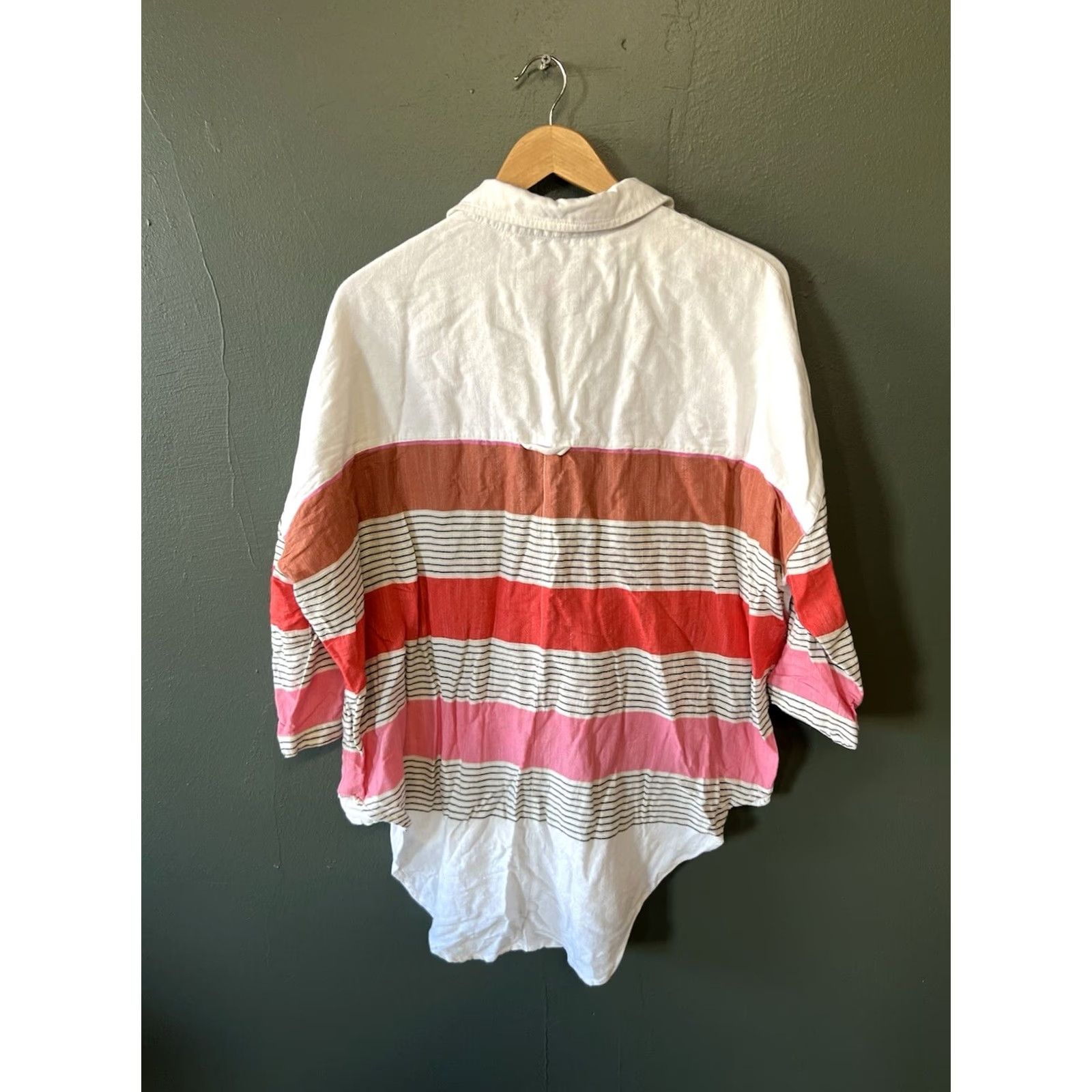Anthropologie Holding Horses by anthropologie Womens Striped 3/4 Sleeve Button-Up Shirt XS/S Size XS / US 0-2 / IT 36-38 - 2 Thumbnail