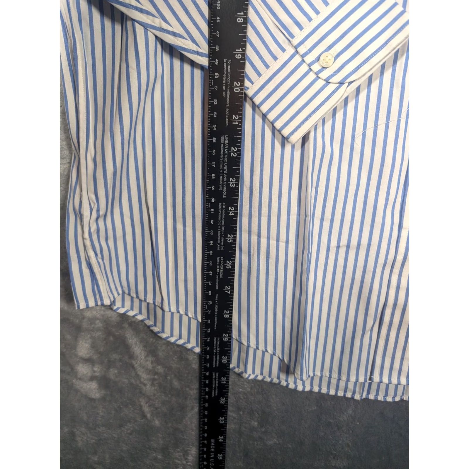 J.Crew Vtg J.Crew Oarsman Shirt Mens 17-34 Blue White Stripe Button-Down Long Sleeve Size US S / EU 44-46 / 1 - 2 Thumbnail