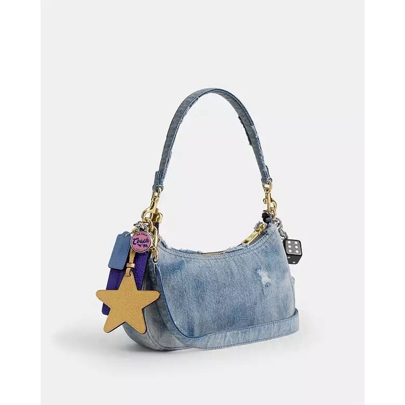Coach NWT COACH CDY76 Teri Shoulder Bag Loved Denim Charms Size ONE SIZE - 15 Thumbnail