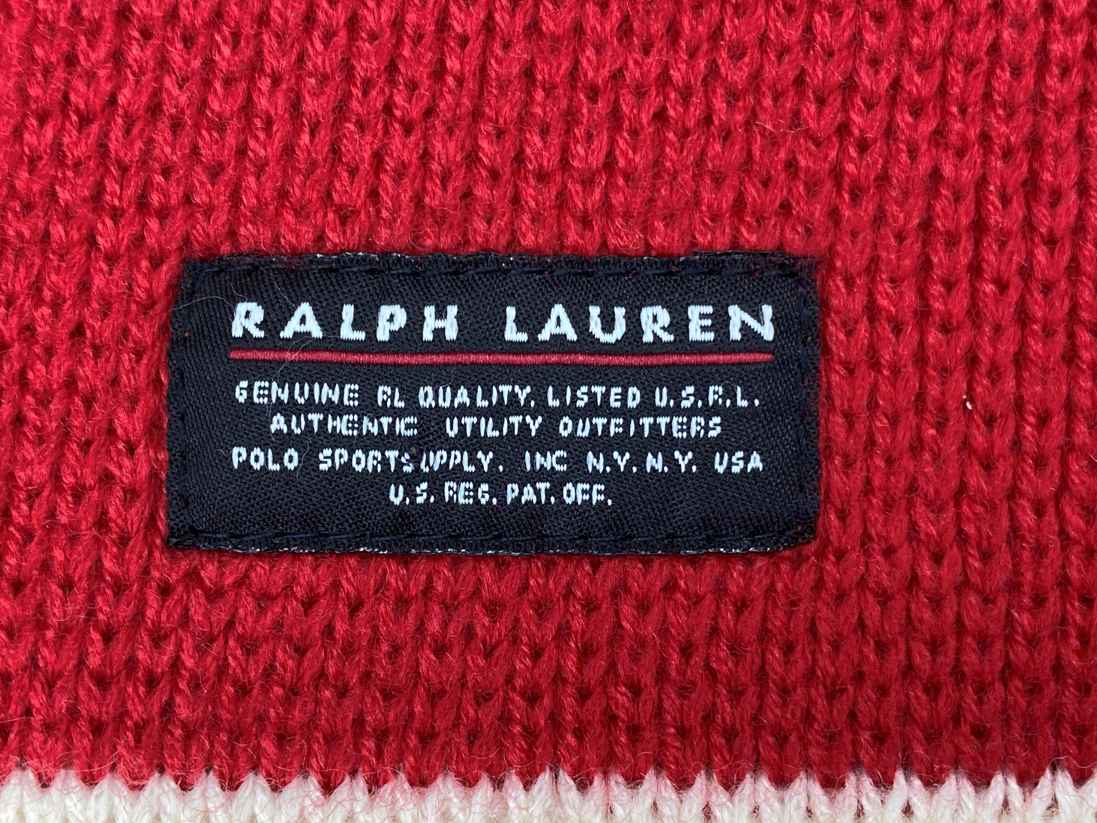 Ralph Lauren × Vintage Vintage Ralph Lauren Merino Wool Scarf - Red Size ONE SIZE - 9 Thumbnail