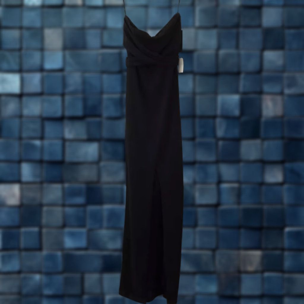 Lulus Lulus Dress Black Ponte Maxi Tie Front Slit Drape Size M Women Size M / US 6-8 / IT 42-44 - 1 Thumbnail
