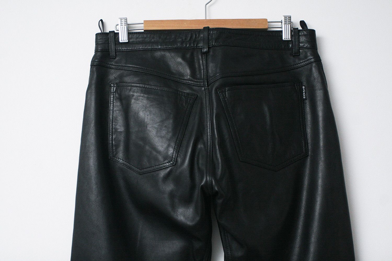 Genuine Leather Vintage Black Leather Pants Straight Rock Avant Garde 33 Size US 33 - 4 Thumbnail