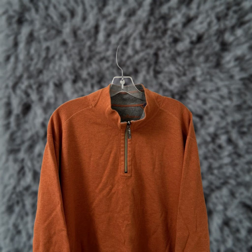 Tommy Bahama VINTAGE Tommy Bahama Reversible 1/4 Zip Mens 2XL Orange Pullover Marlin Cotton L/S Size US XXL / EU 58 / 5 - 1 Thumbnail