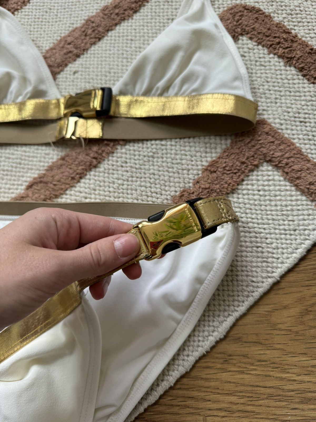 Michael Kors MICHAEL KORS GOLD/WHITE AVANT GARDE BIKINI SWIMSUIT Size ONE SIZE - 3 Thumbnail
