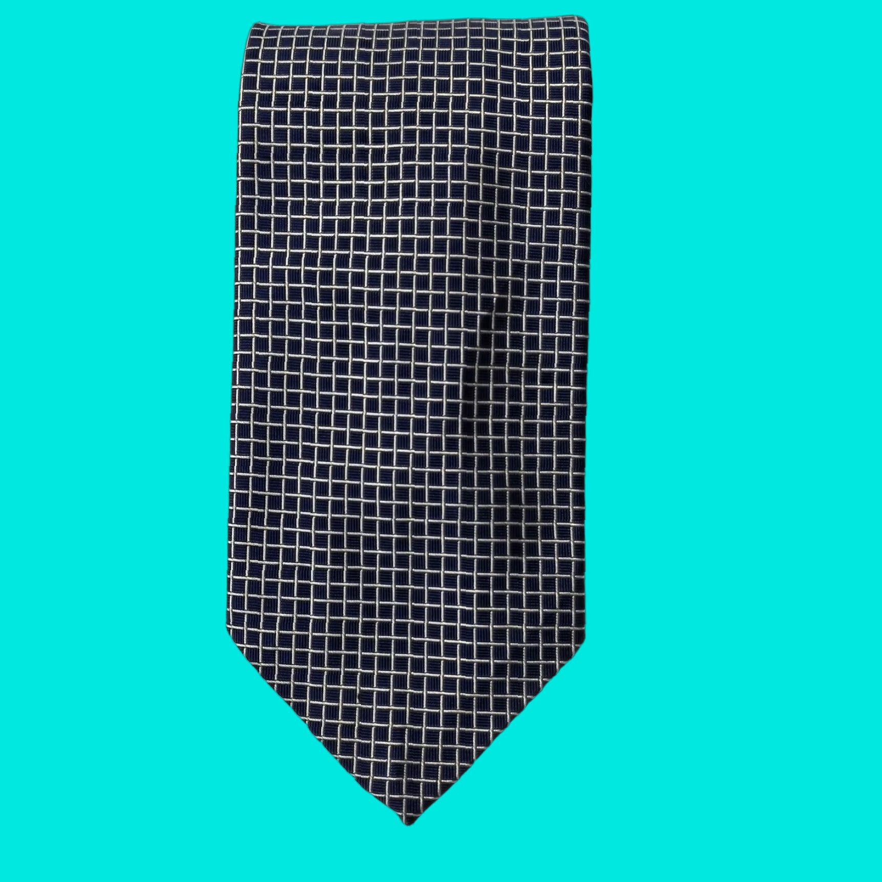 Robert Talbott VINTAGE Robert Talbott Necktie Blue Squares 100% Silk Designer Preppy Office Tie USA Size ONE SIZE - 1 Thumbnail
