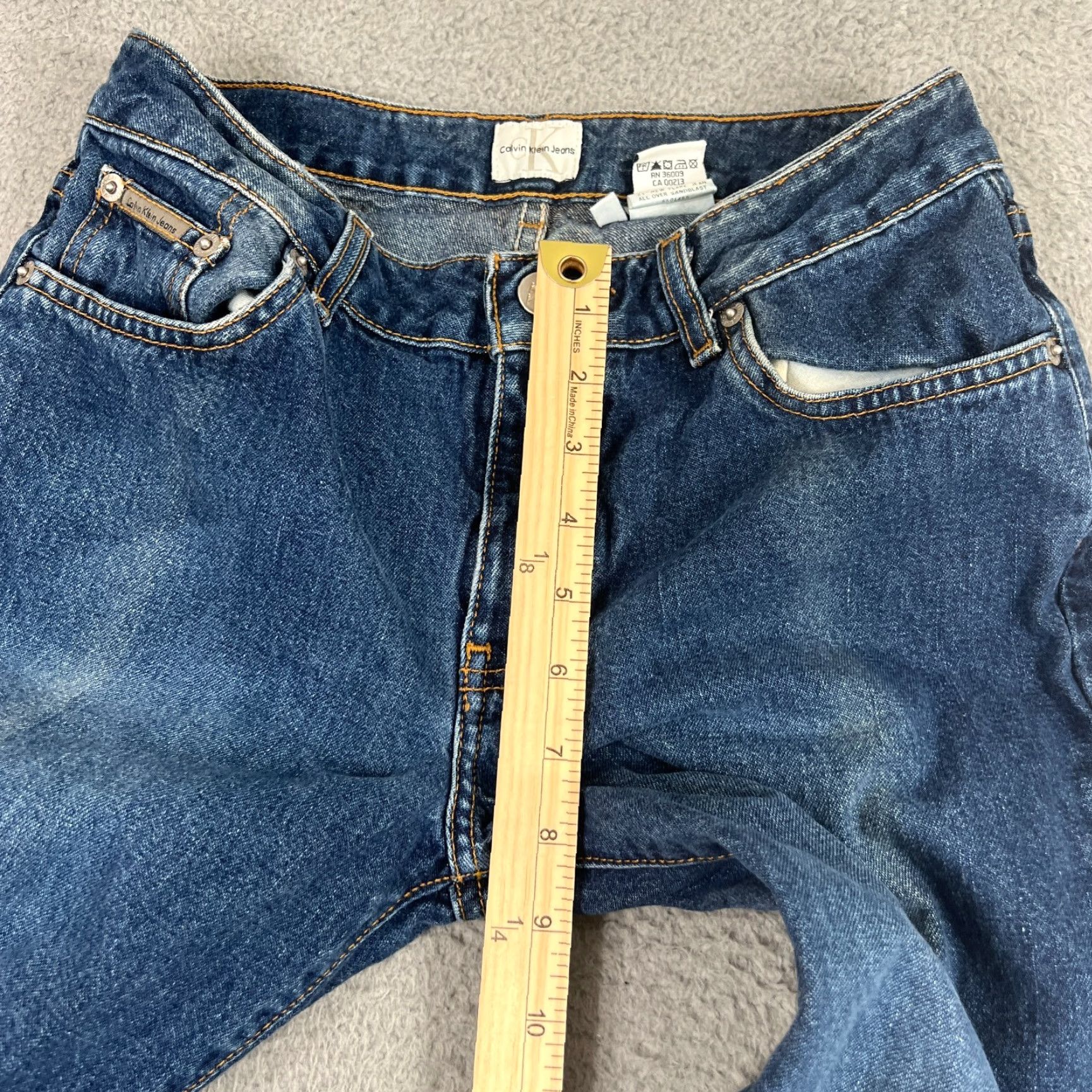 Calvin Klein VINTAGE Calvin Klein Jeans Women Flared Pants 28 Blue Denim 90s Classic Size 26" / US 2 / IT 38 - 5 Thumbnail