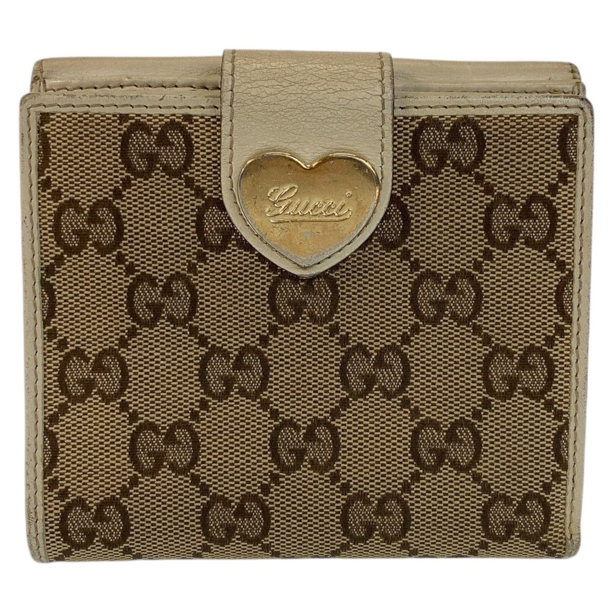 Gucci Gucci Gucci GG Canvas Heart Compact Wallet 408463 Canvas Short Wallet 408463 in Very Good Condition Size ONE SIZE - 1 Thumbnail